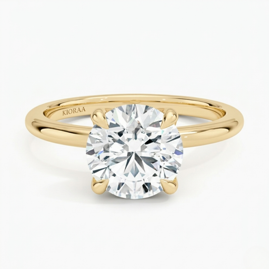 Classic Petal Round Solitaire Engagement Ring