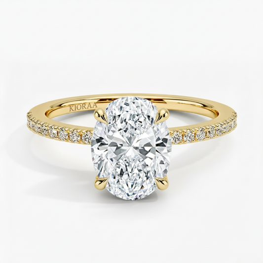 Hidden Halo Oval Lab Grown Diamond Ring