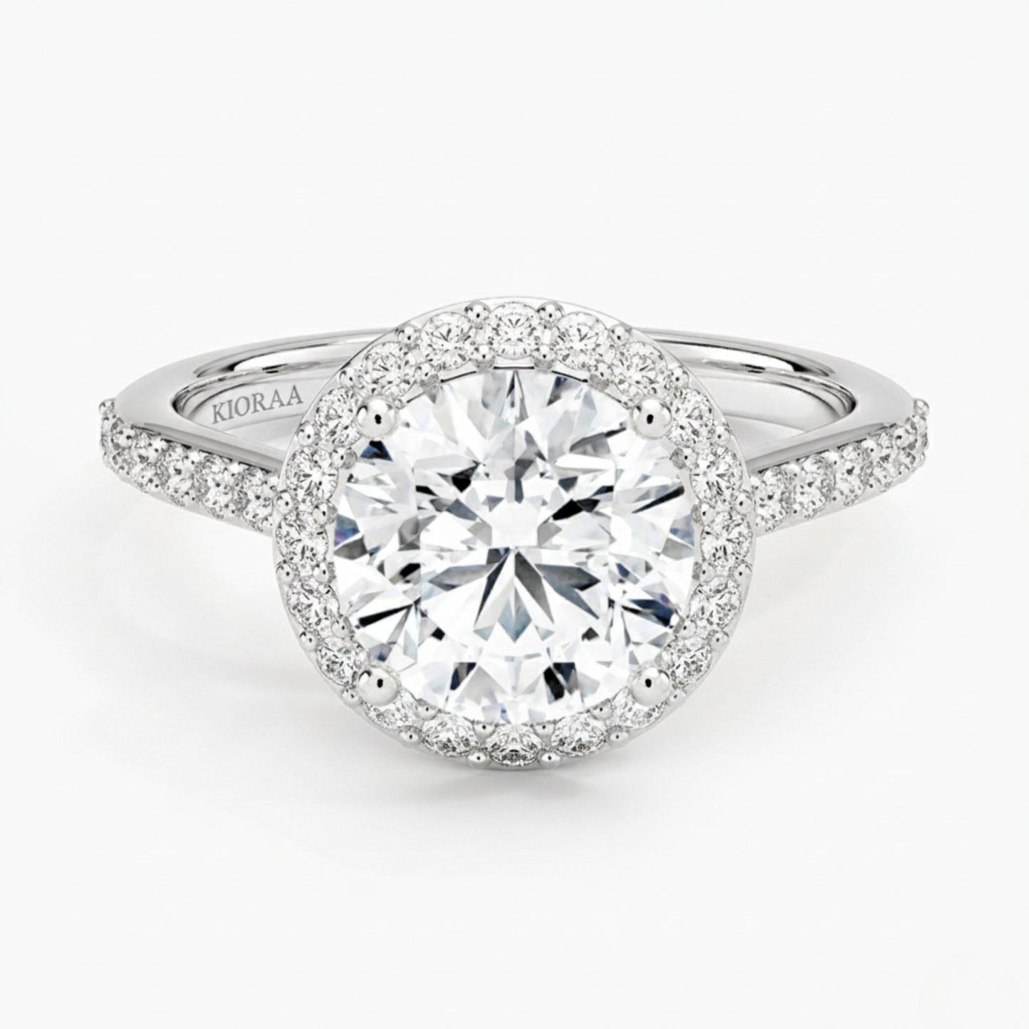 Classic Round Diamond Halo Engagement Ring