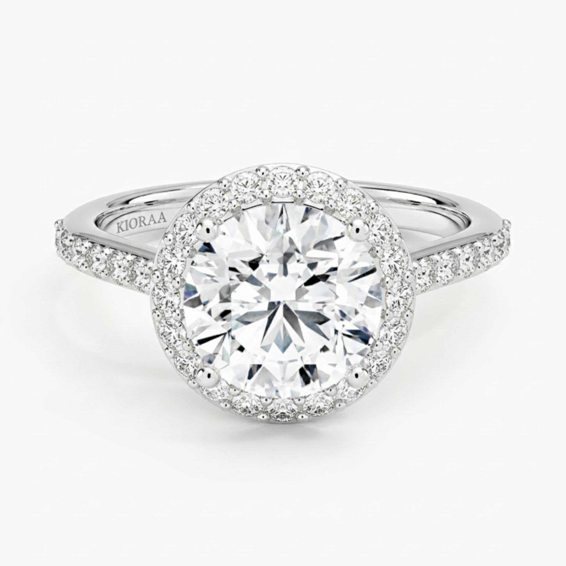 Classic Round Diamond Halo Engagement Ring