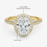 Classic Oval Diamond Halo Engagement Ring, thumbnail 13