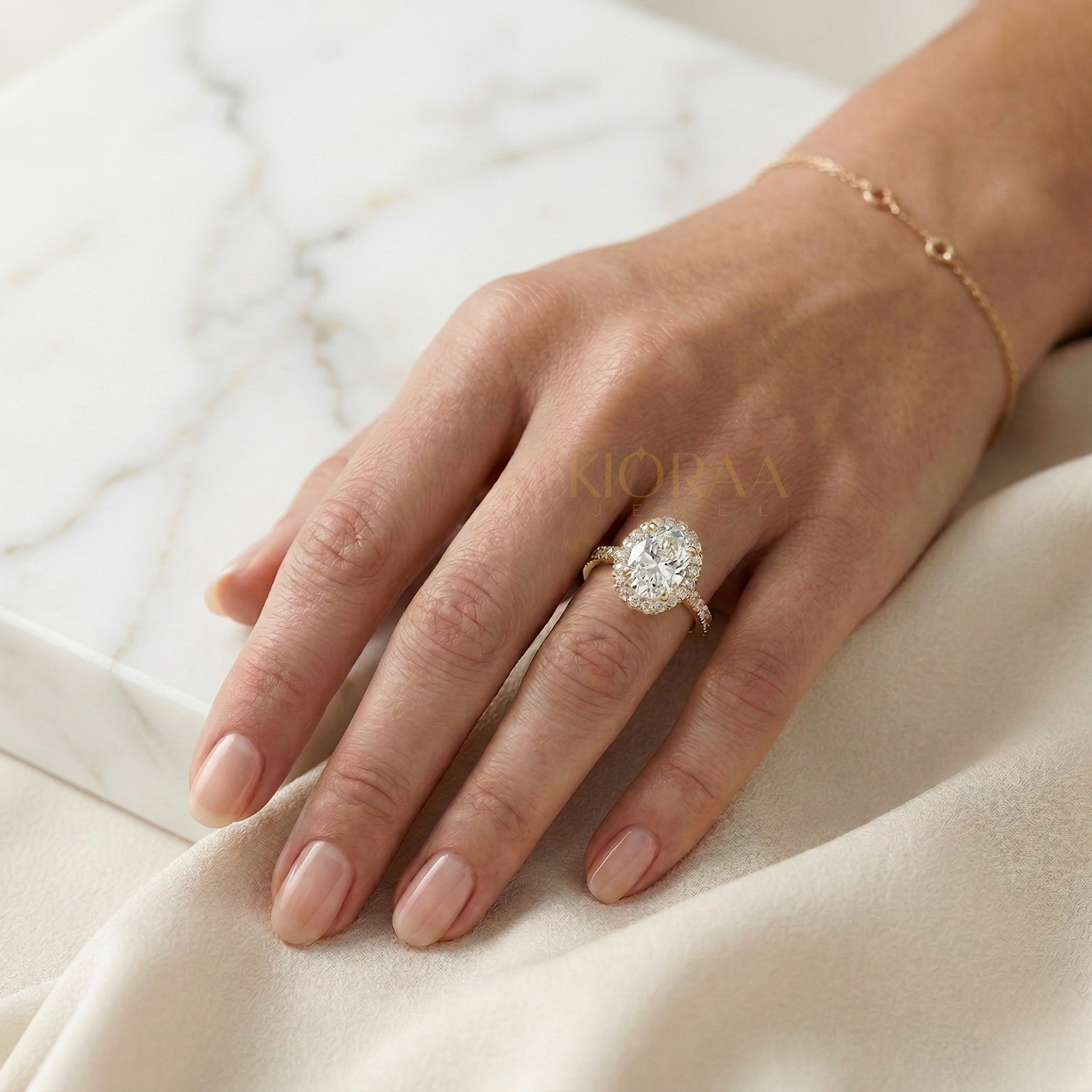 Classic Oval Diamond Halo Engagement Ring