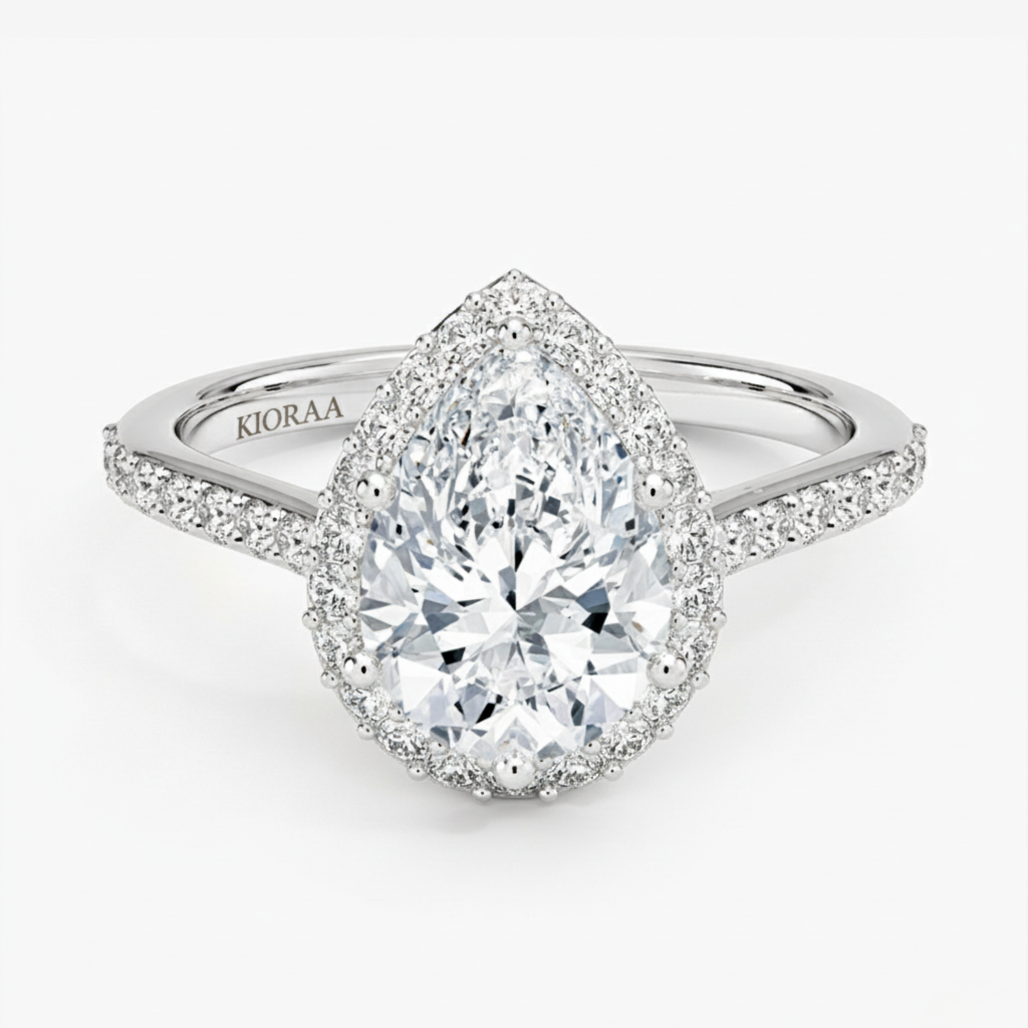 Classic Pear Diamond Halo Engagement Ring