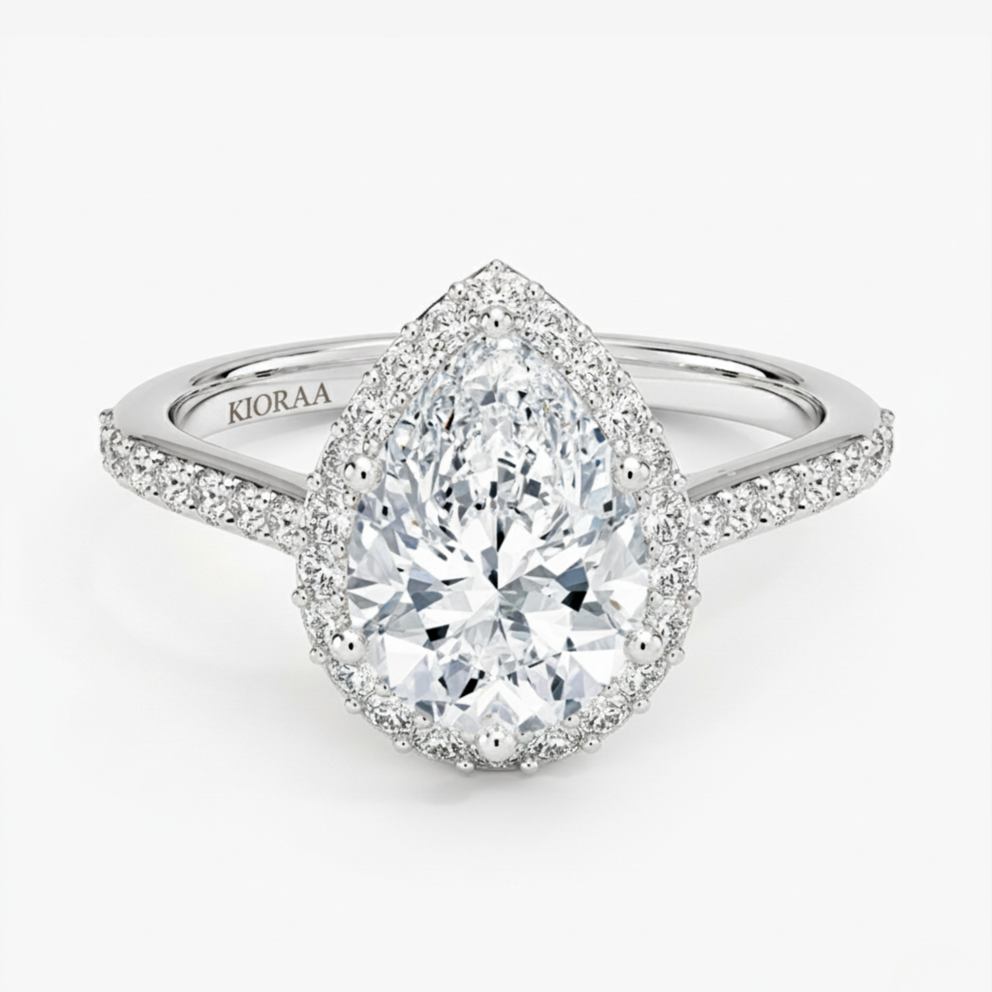 Classic Pear Diamond Halo Engagement Ring