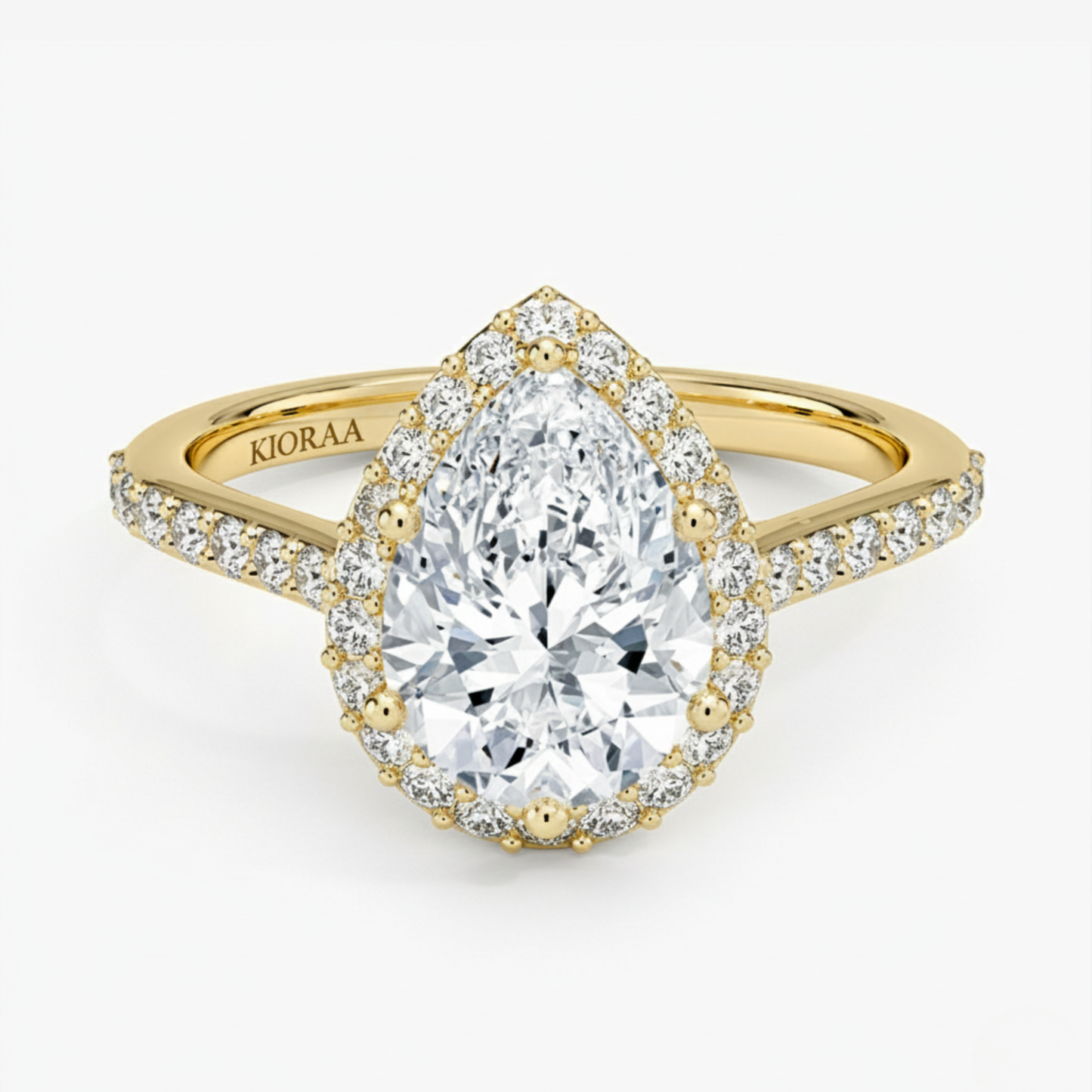 Classic Pear Diamond Halo Engagement Ring
