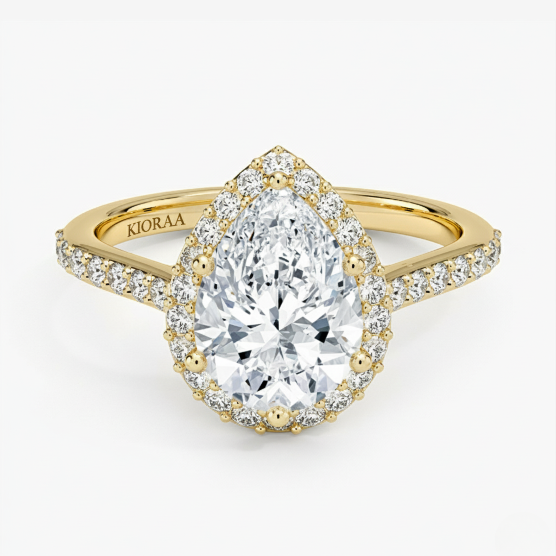 Classic Pear Diamond Halo Engagement Ring