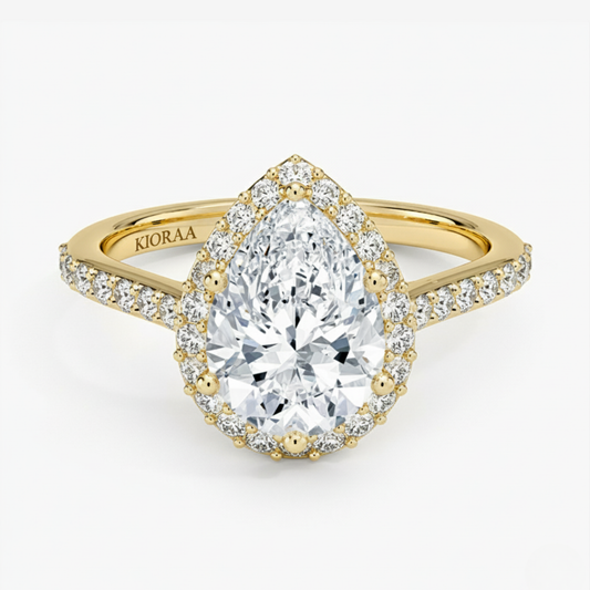 Classic Pear Diamond Halo Engagement Ring