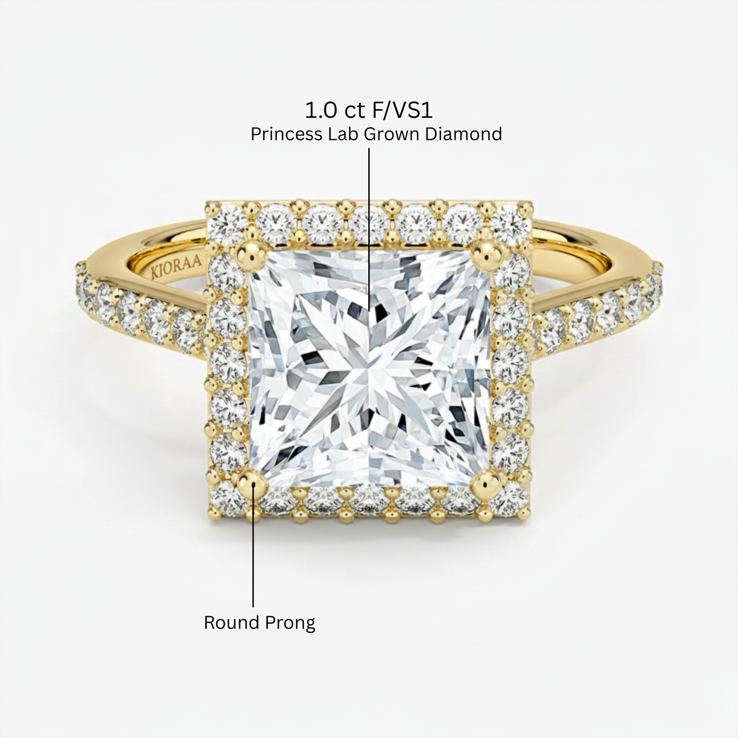 Classic Princess Diamond Halo Engagement Ring