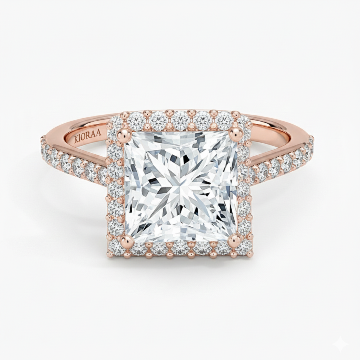 Classic Princess Diamond Halo Engagement Ring