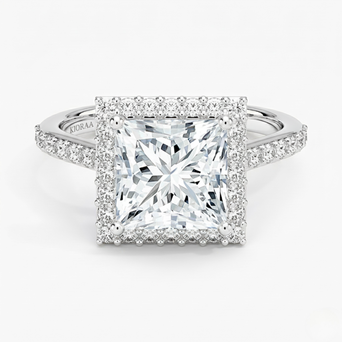 Classic Princess Diamond Halo Engagement Ring