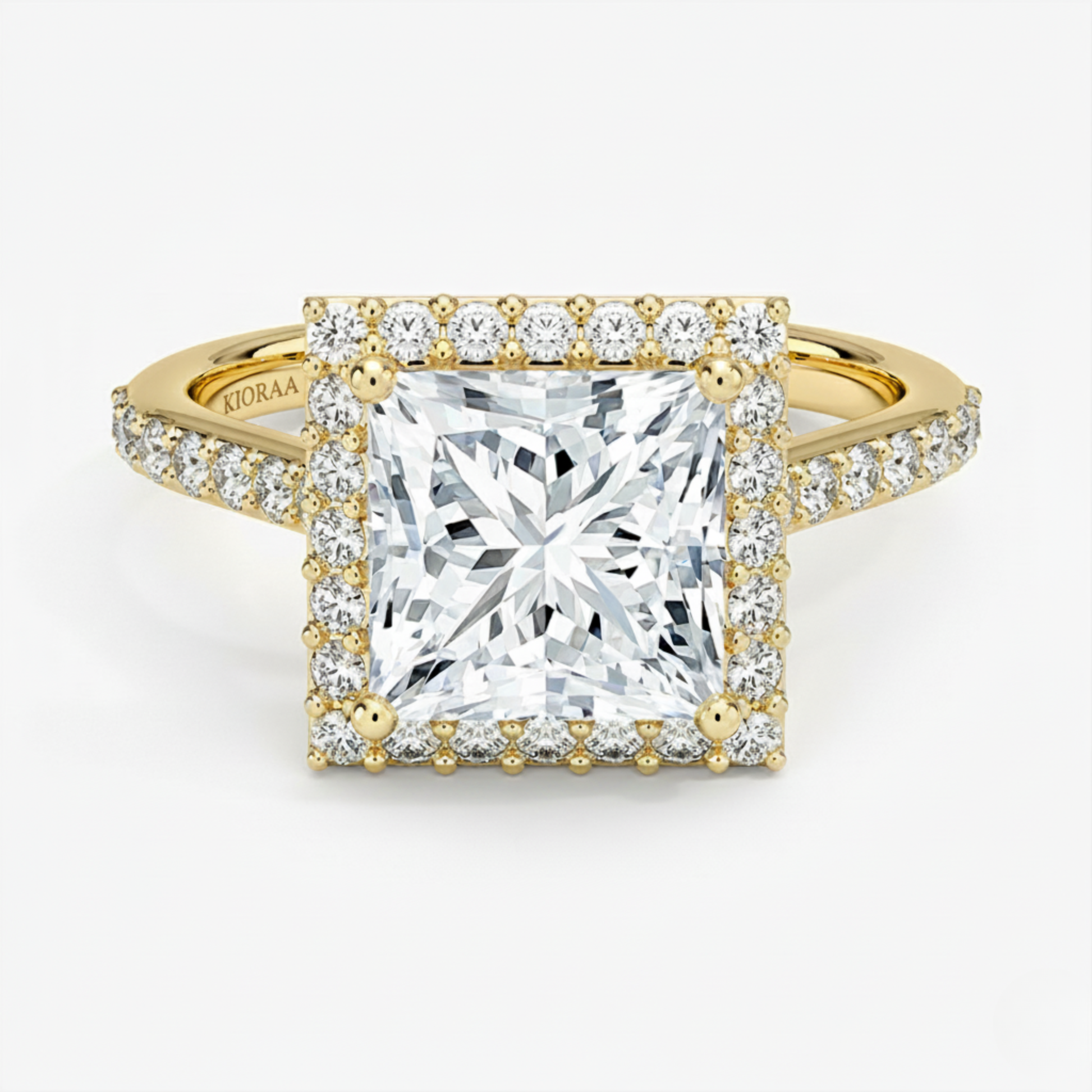 Classic Princess Diamond Halo Engagement Ring