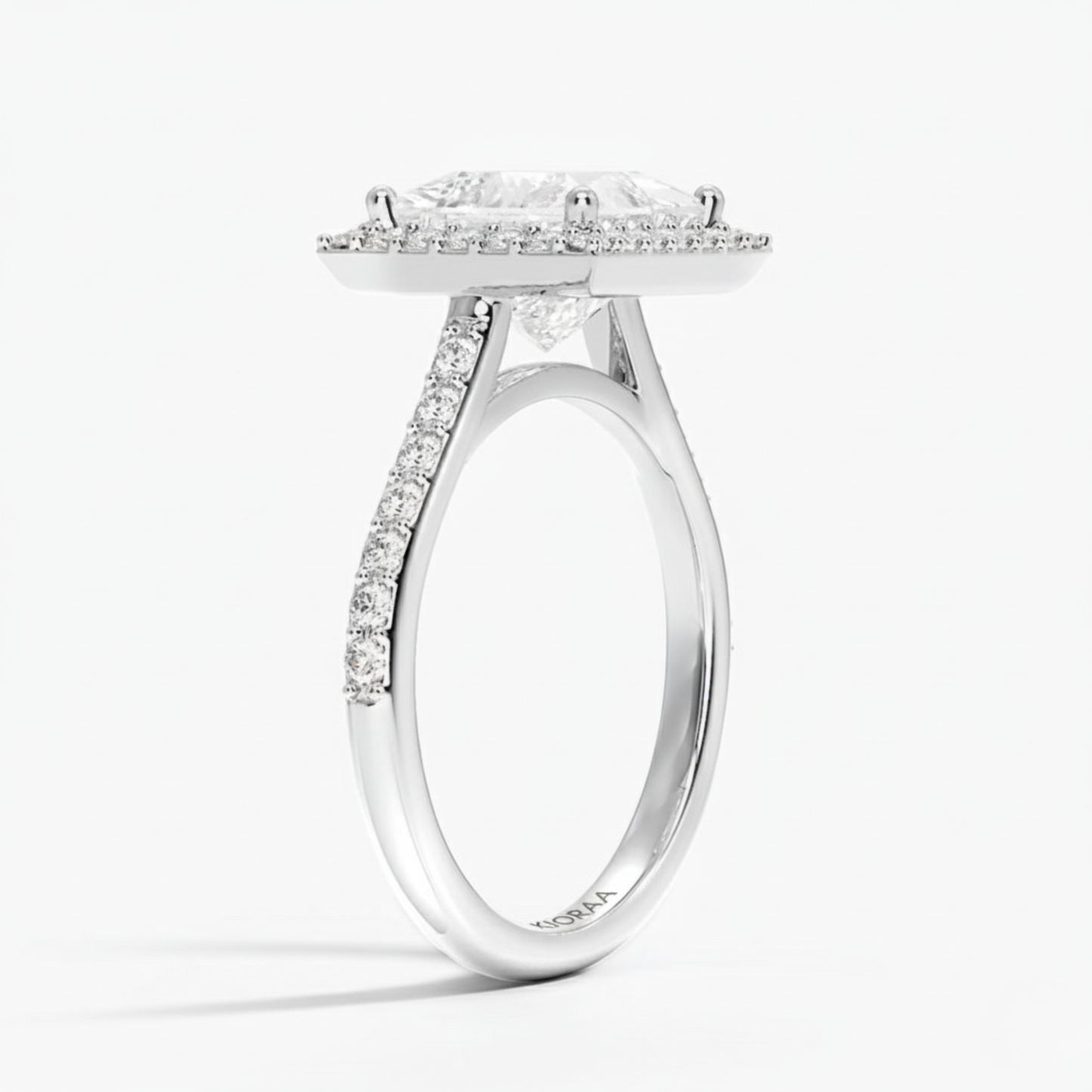 Classic Princess Diamond Halo Engagement Ring