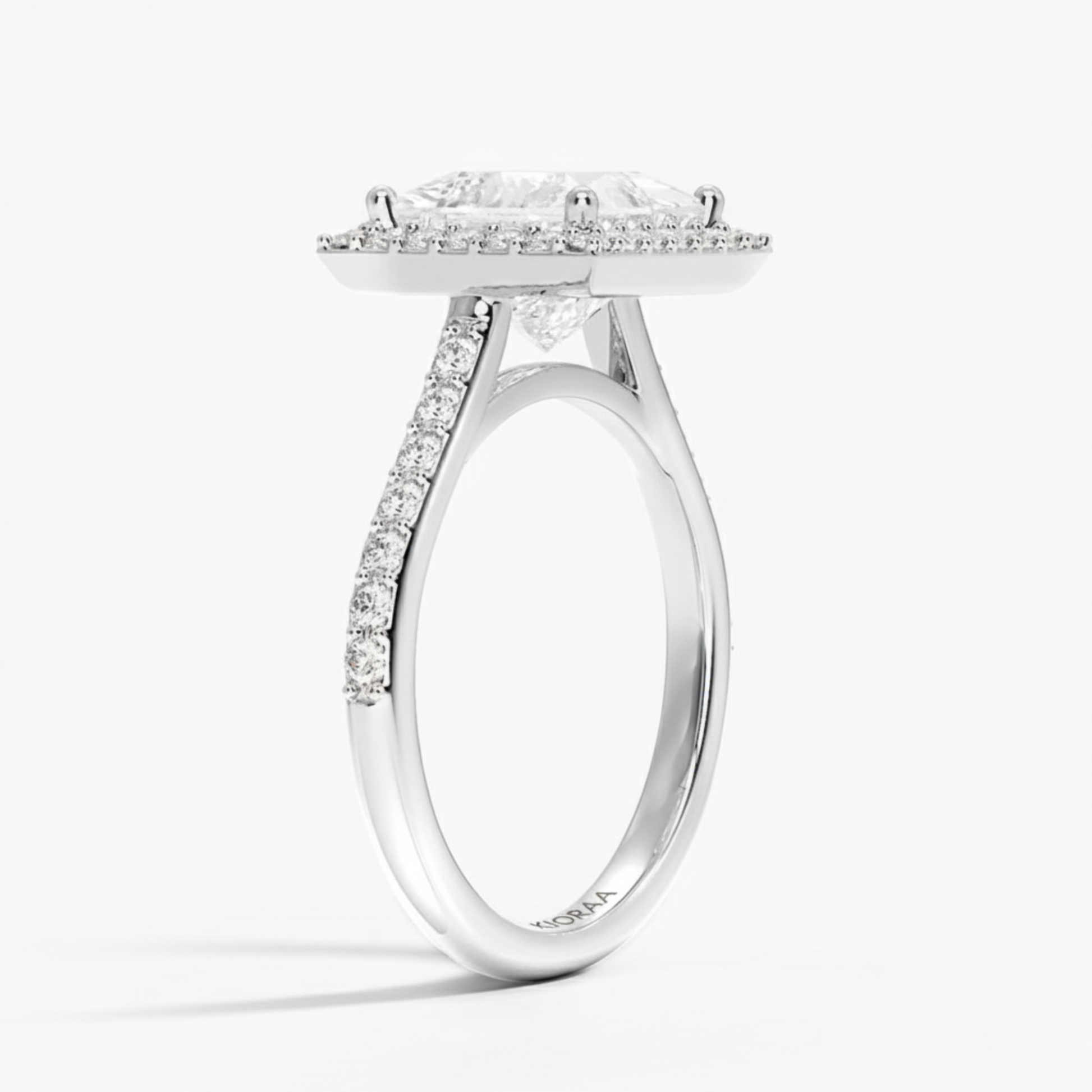 Classic Princess Diamond Halo Engagement Ring