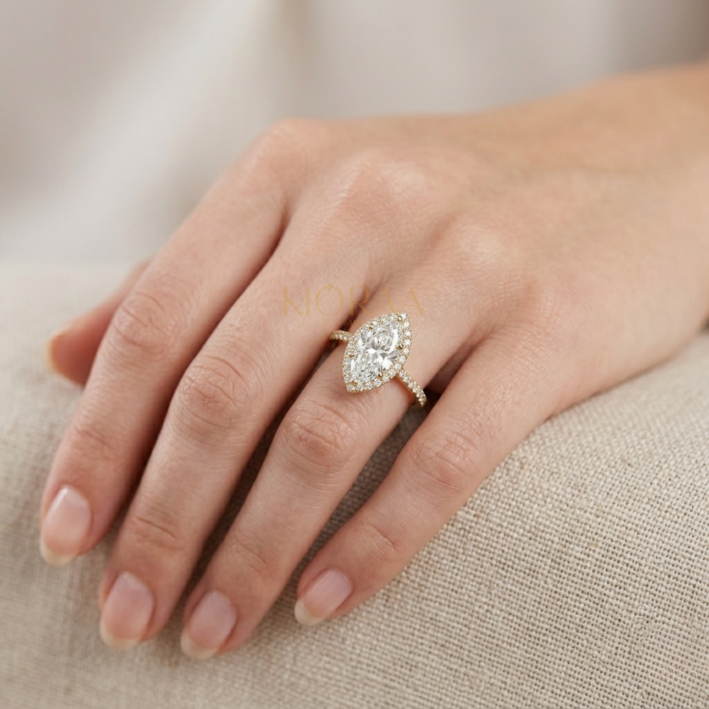 Classic Marquise Diamond Halo Engagement Ring