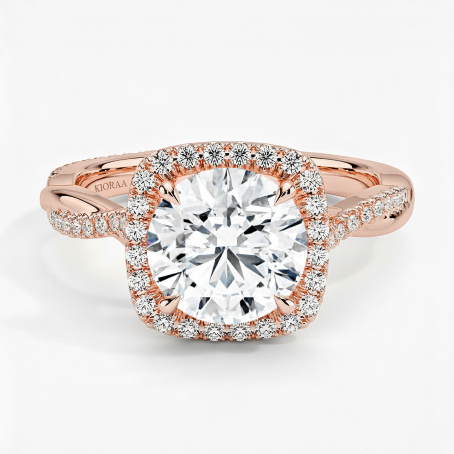 Classic Twist Round Diamond Halo Engagement Ring