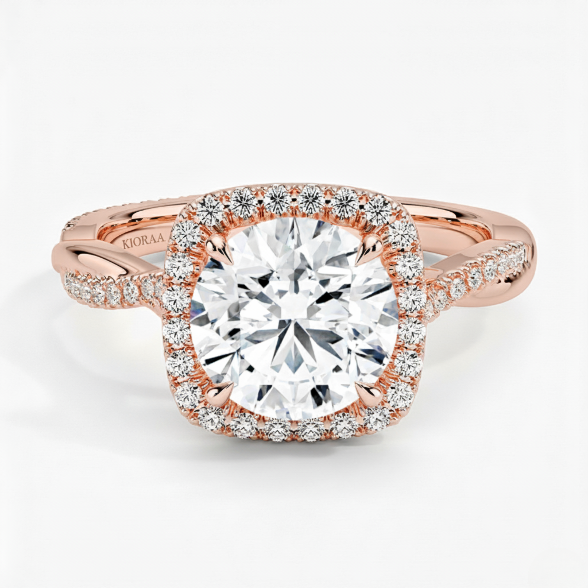 Classic Twist Round Diamond Halo Engagement Ring