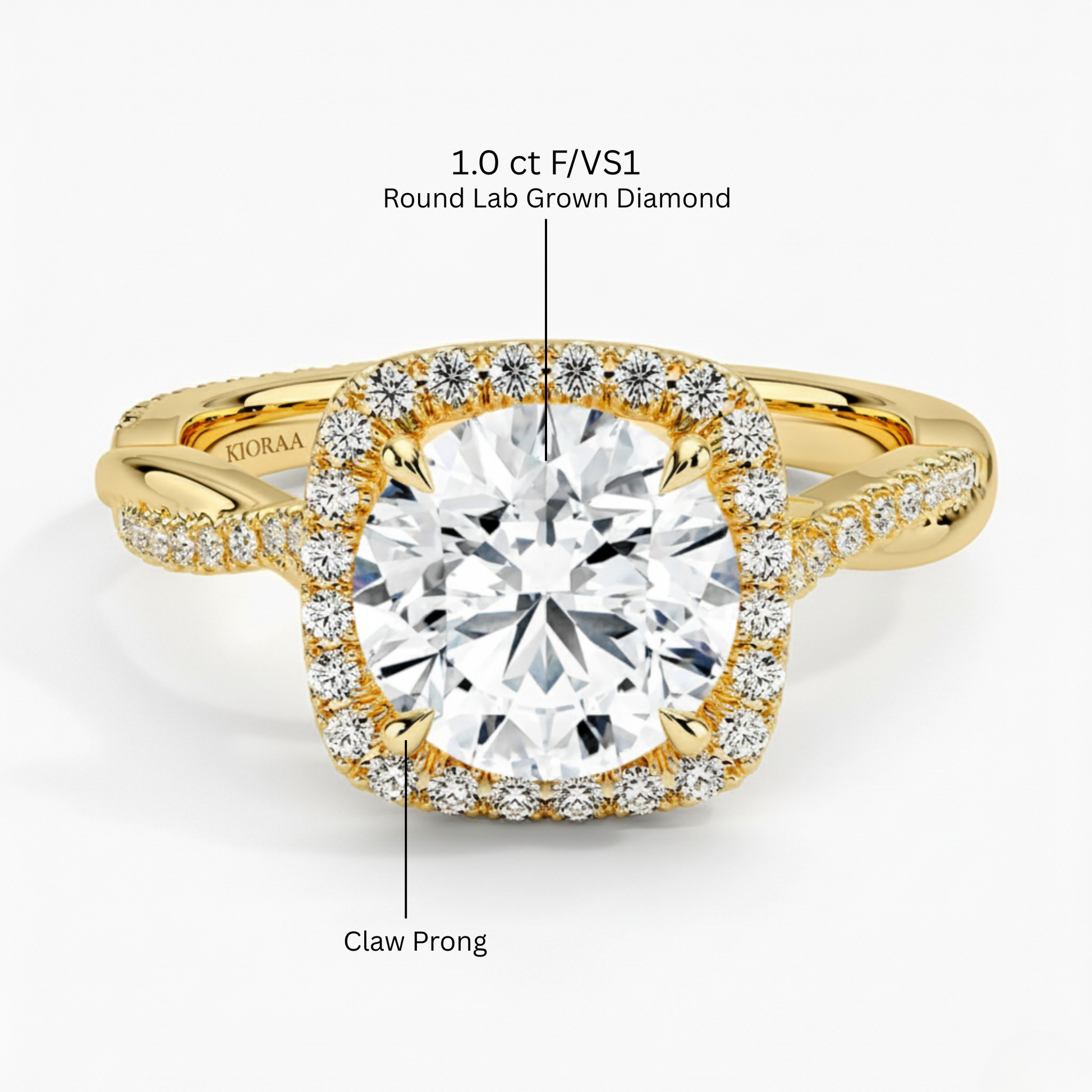 Classic Twist Round Diamond Halo Engagement Ring