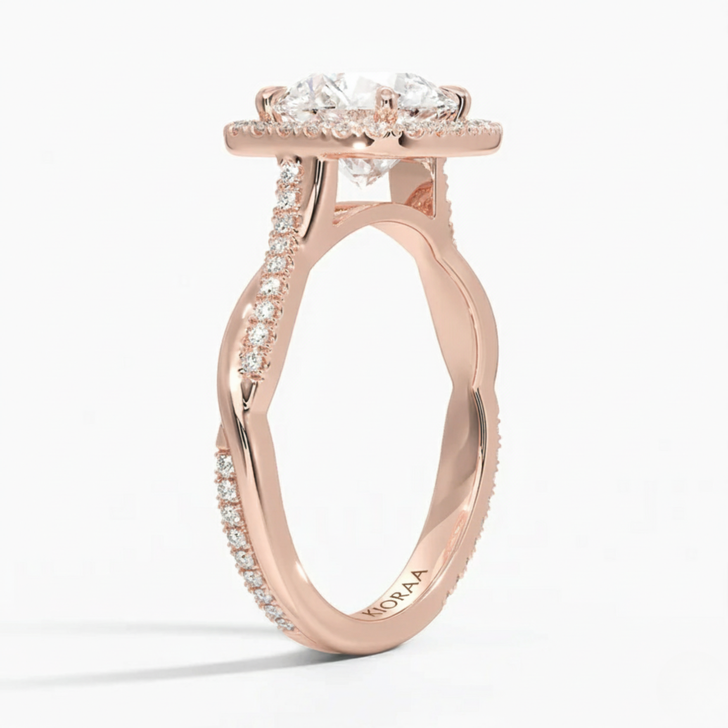 Classic Twist Round Diamond Halo Engagement Ring