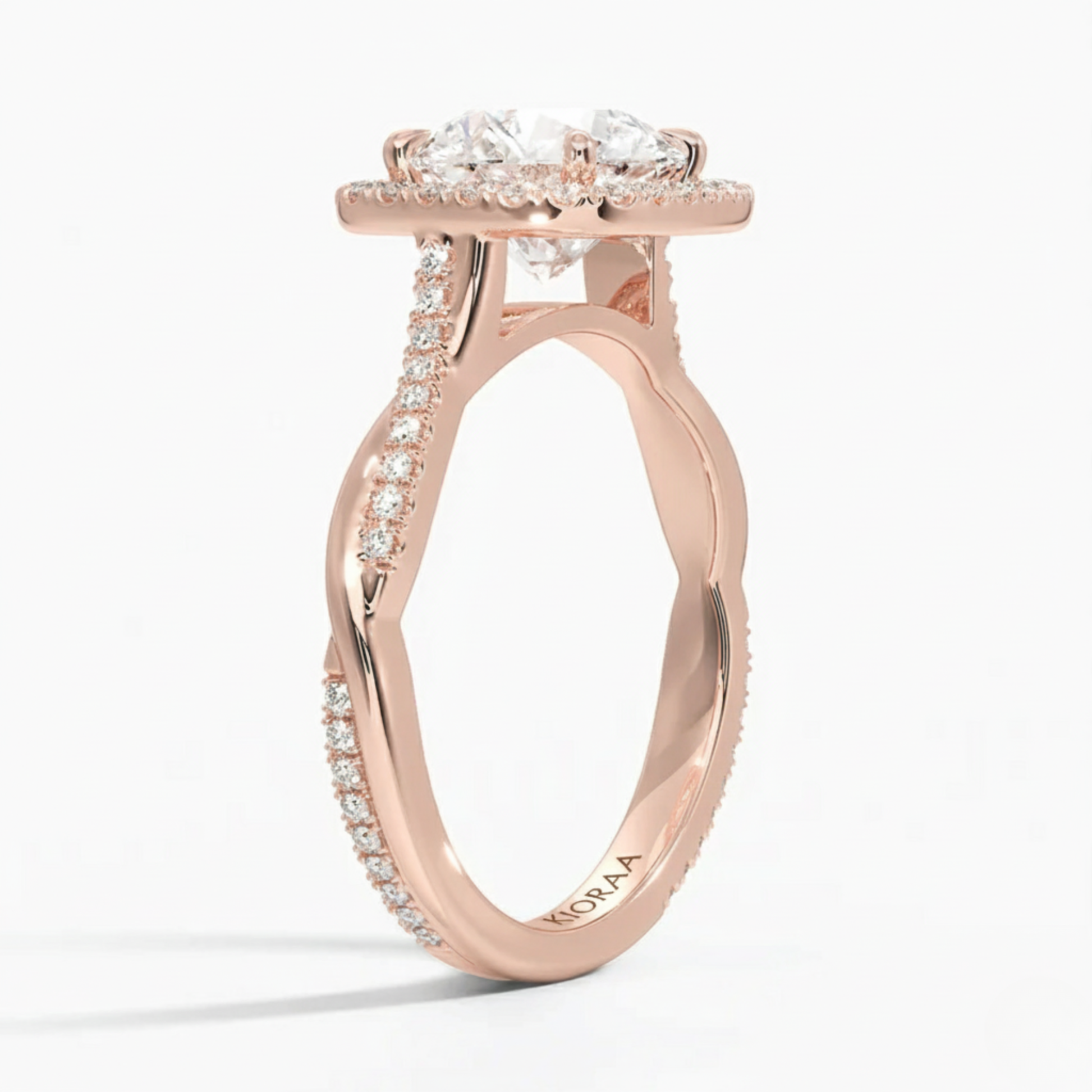 Classic Twist Round Diamond Halo Engagement Ring