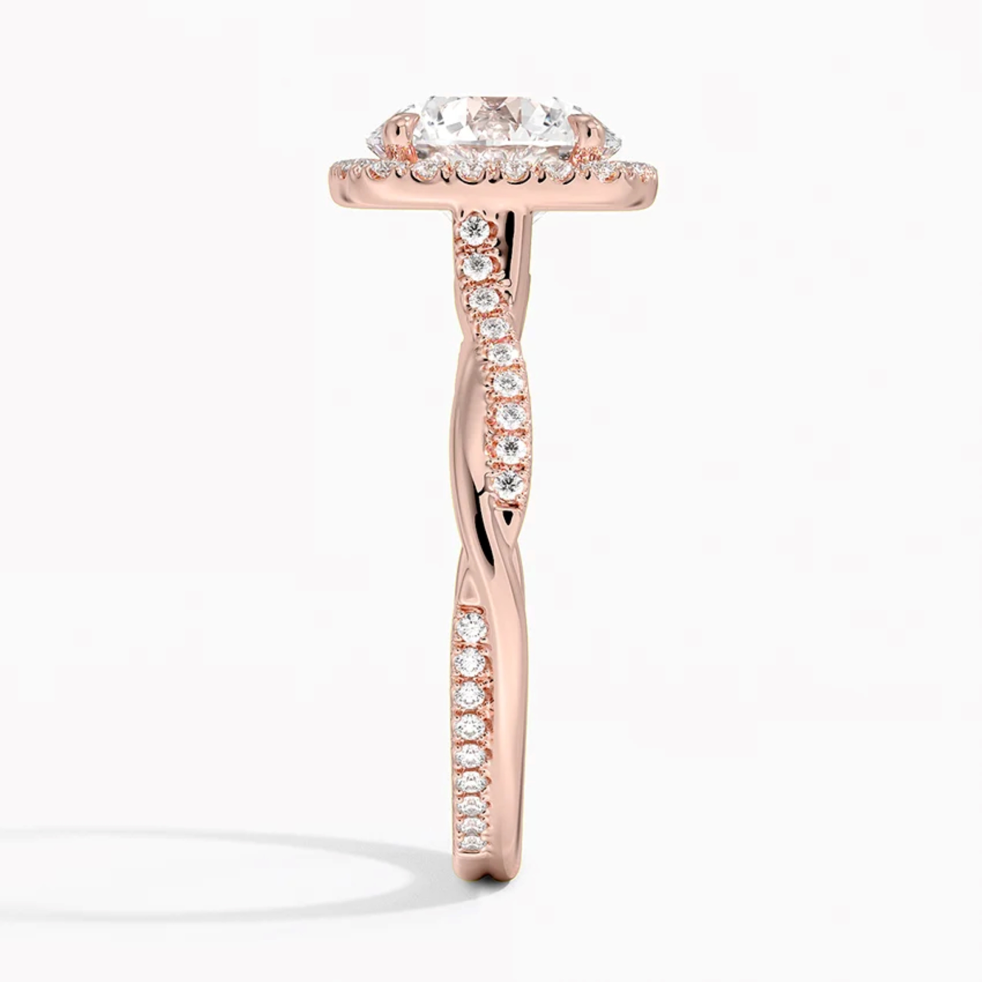 Classic Twist Round Diamond Halo Engagement Ring