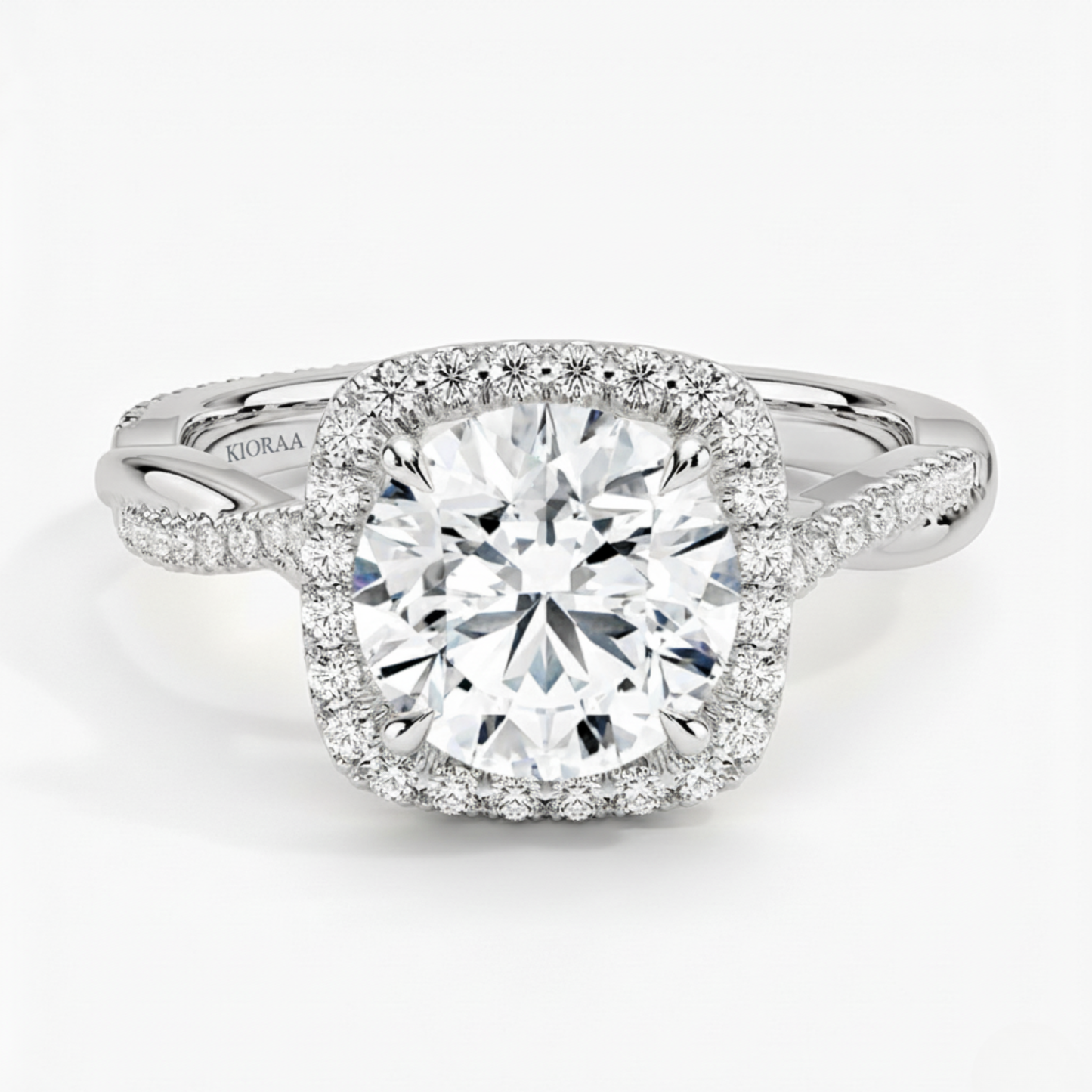 Classic Twist Round Diamond Halo Engagement Ring