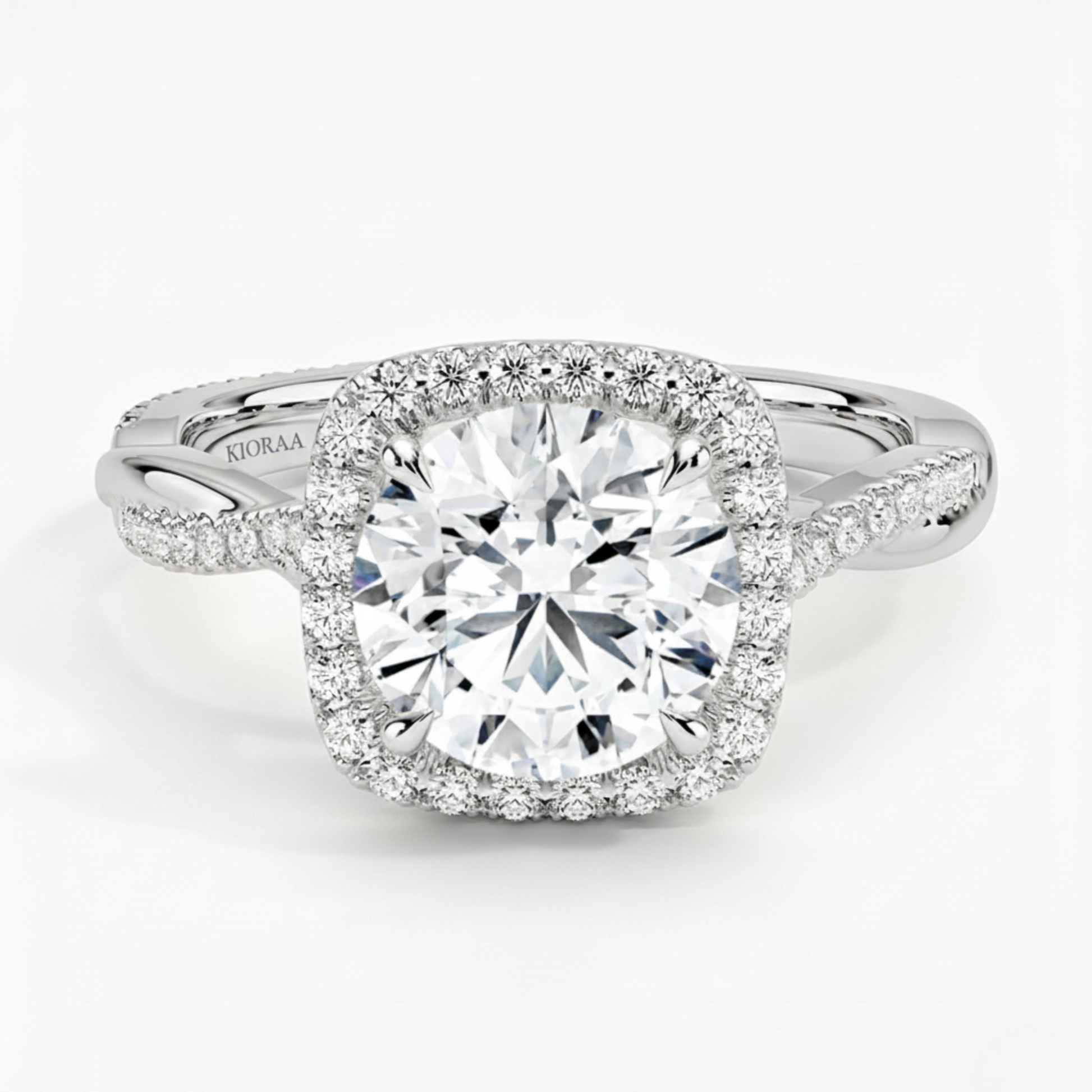 Classic Twist Round Diamond Halo Engagement Ring