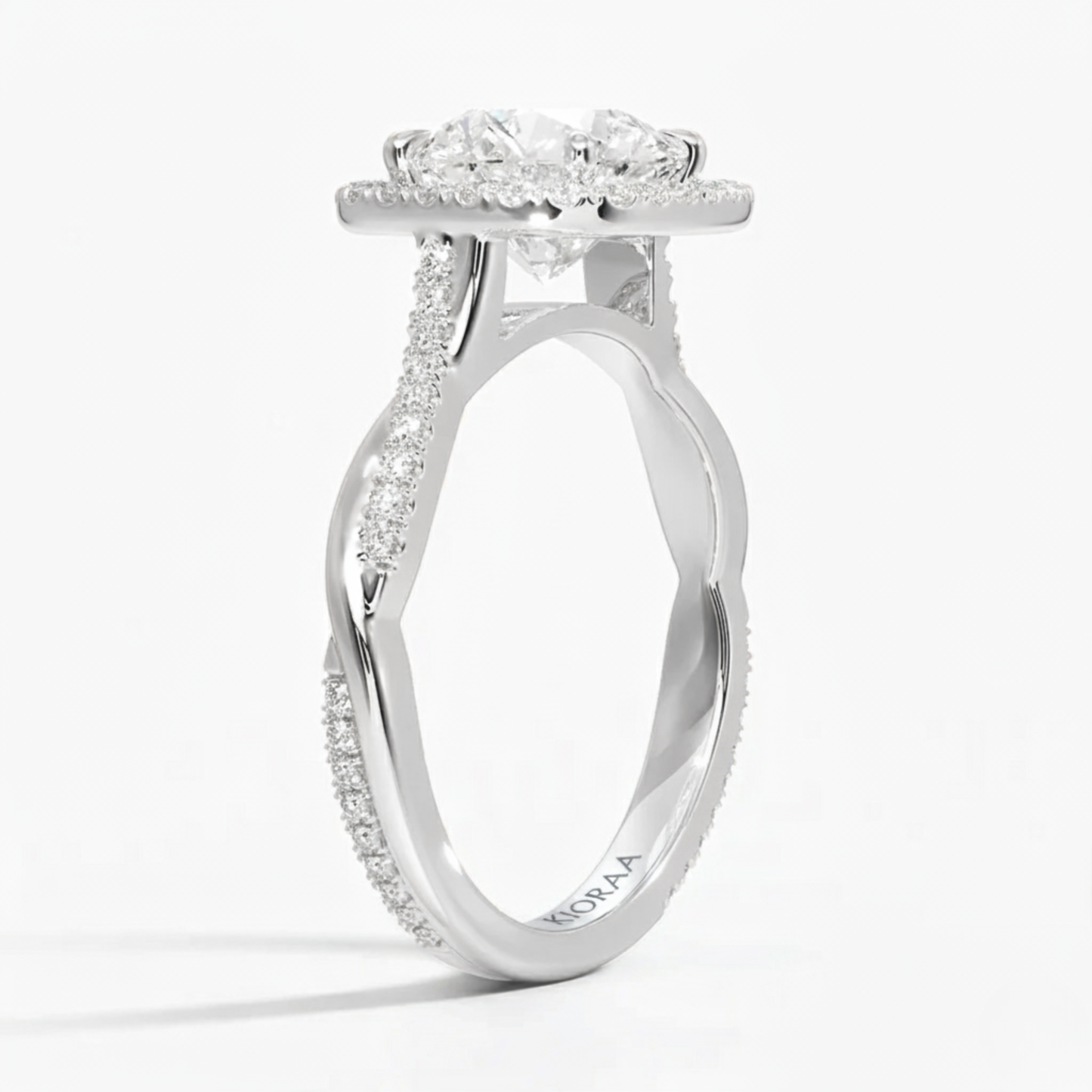 Classic Twist Round Diamond Halo Engagement Ring