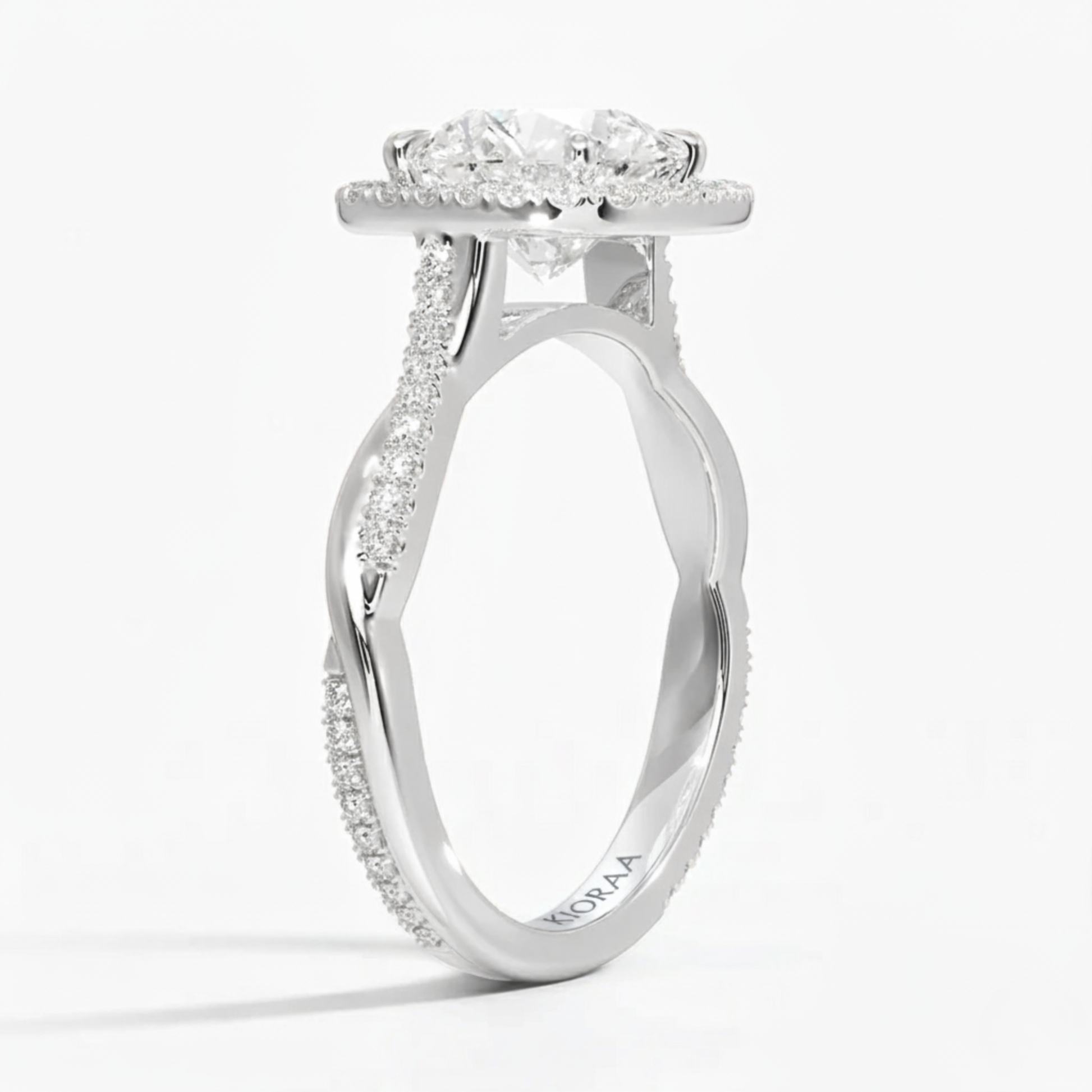Classic Twist Round Diamond Halo Engagement Ring