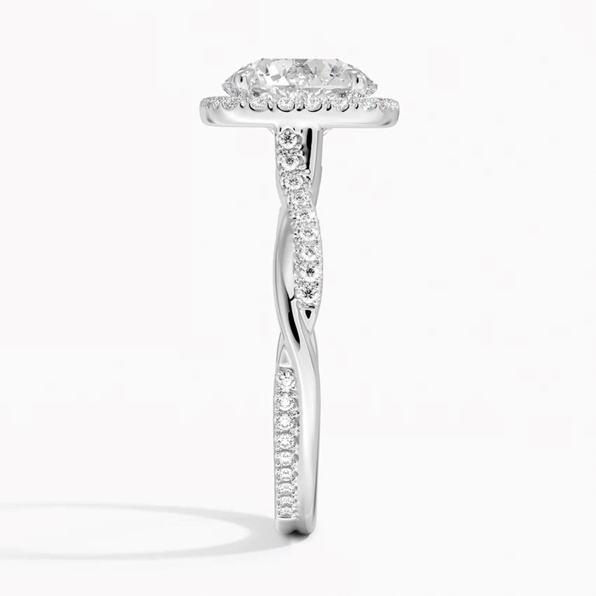 Classic Twist Round Diamond Halo Engagement Ring