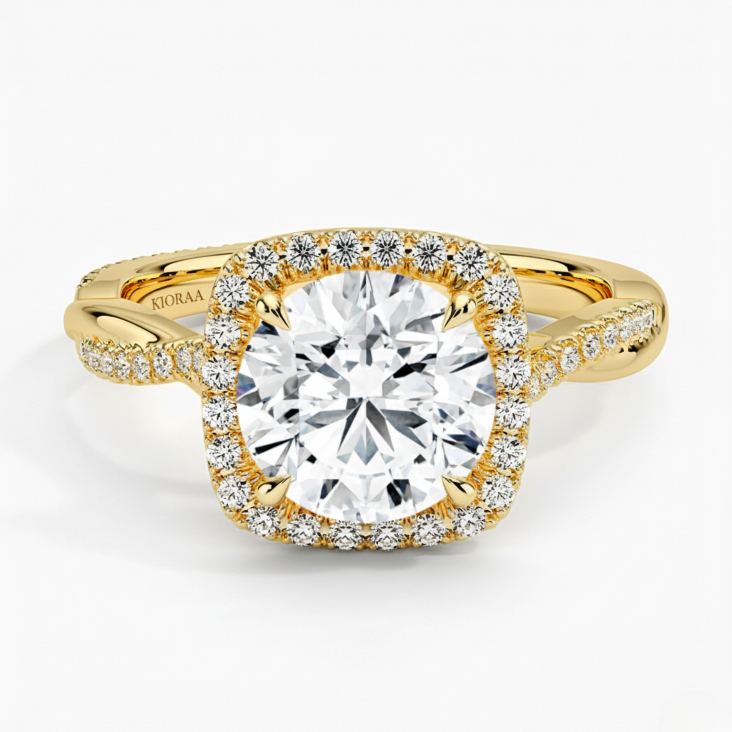 Classic Twist Round Diamond Halo Engagement Ring