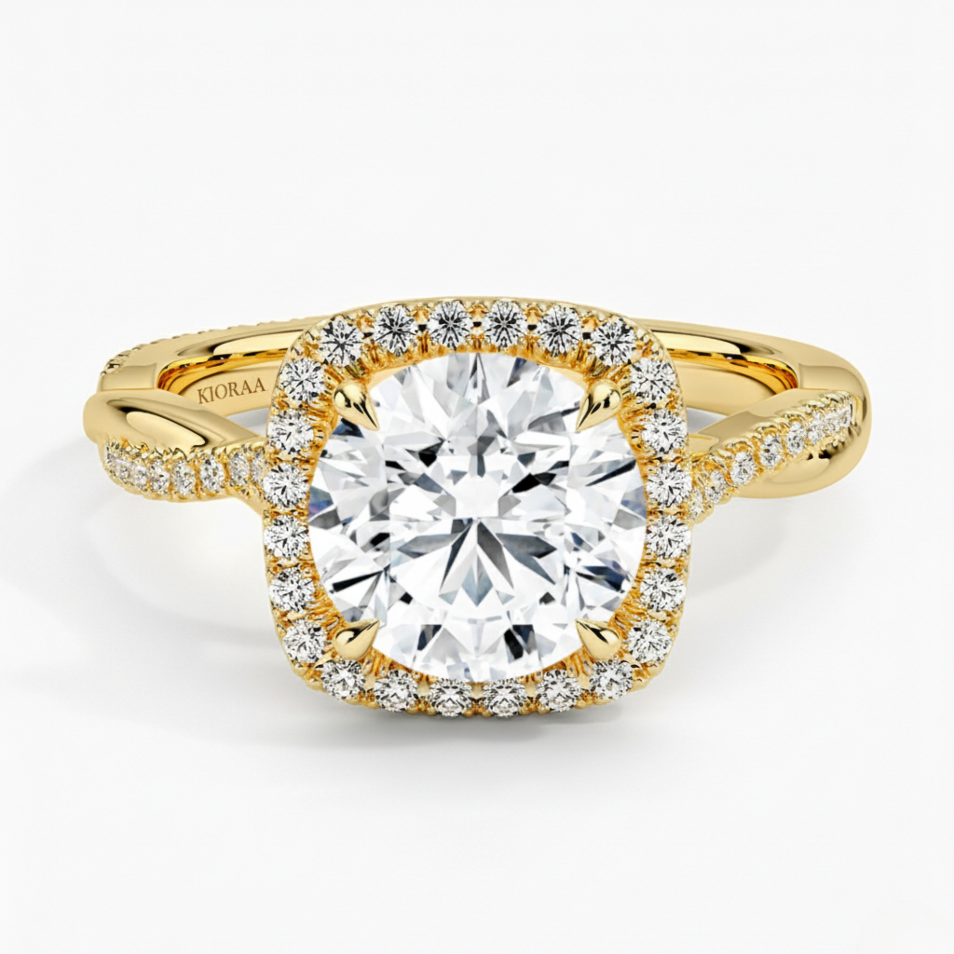 Classic Twist Round Diamond Halo Engagement Ring