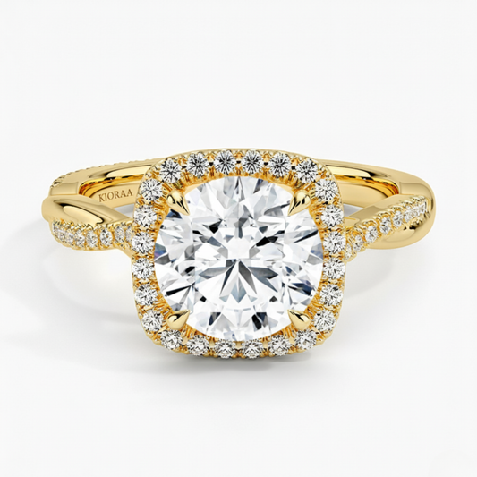Classic Twist Round Diamond Halo Engagement Ring