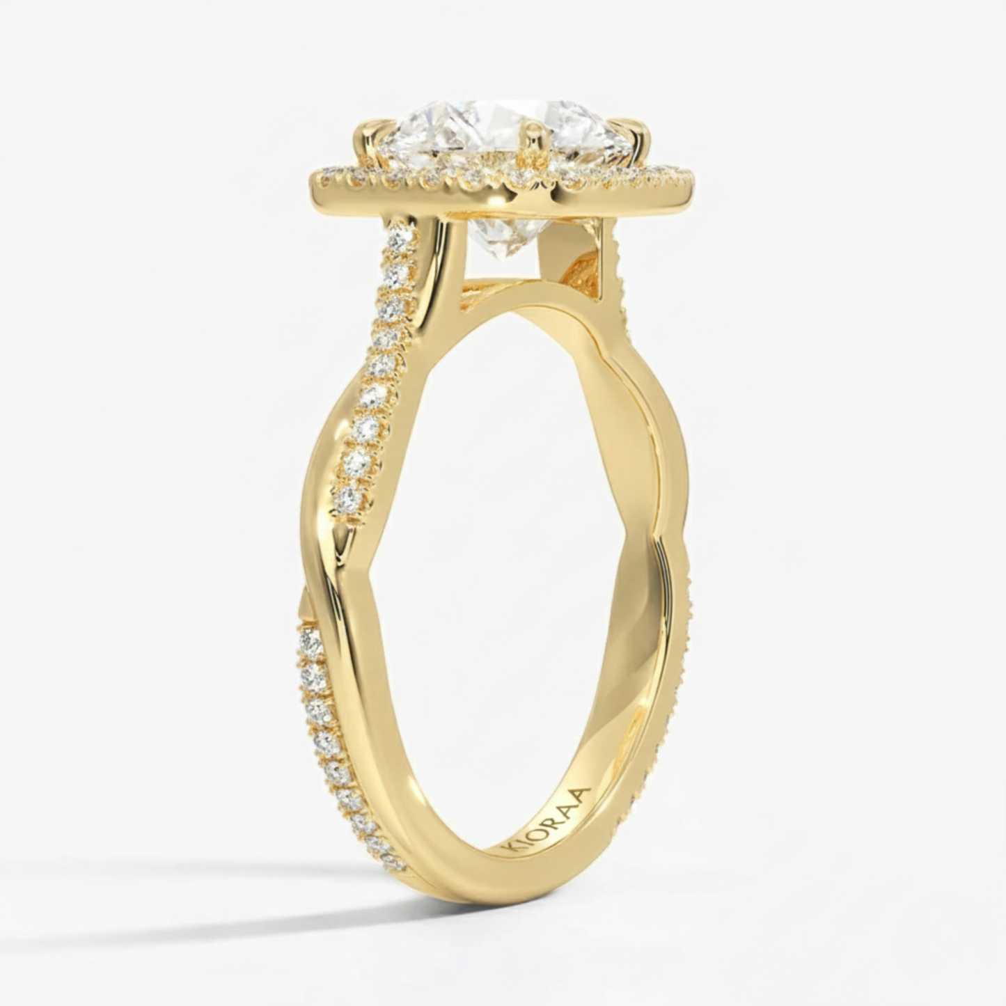 Classic Twist Round Diamond Halo Engagement Ring