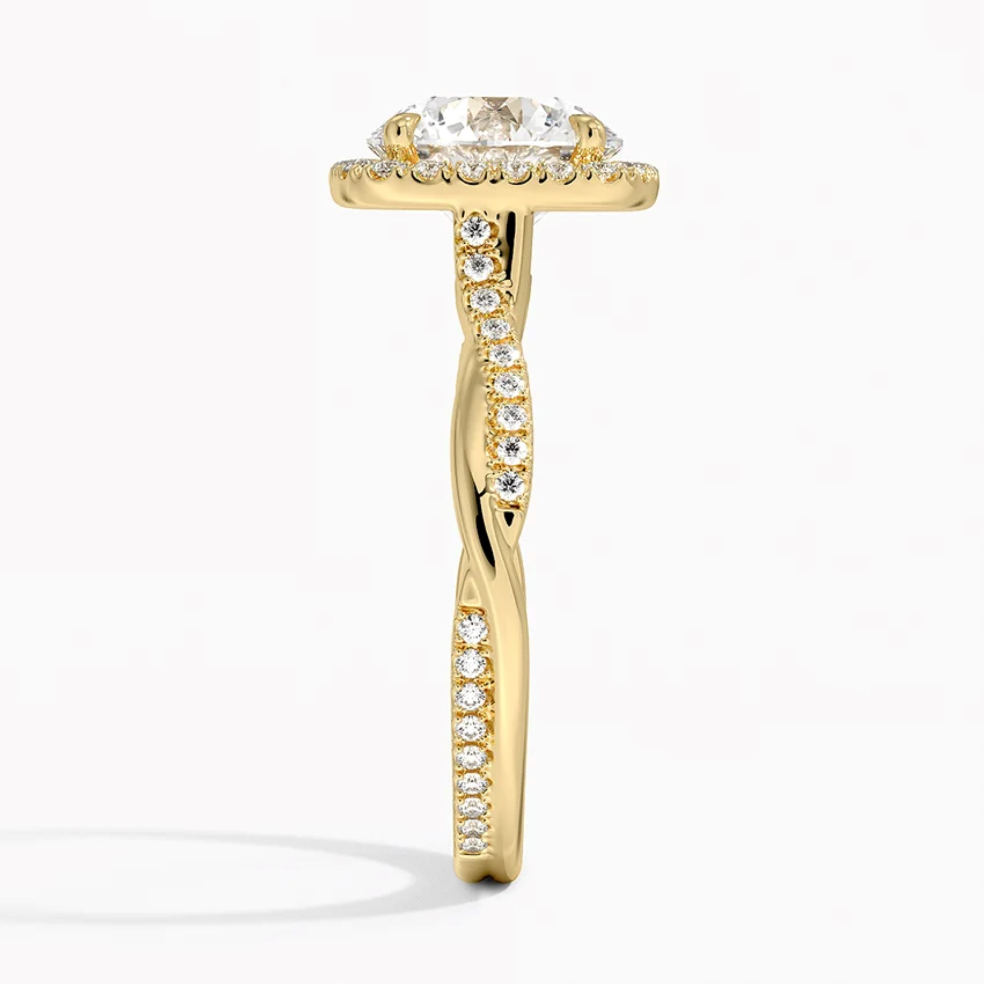 Classic Twist Round Diamond Halo Engagement Ring