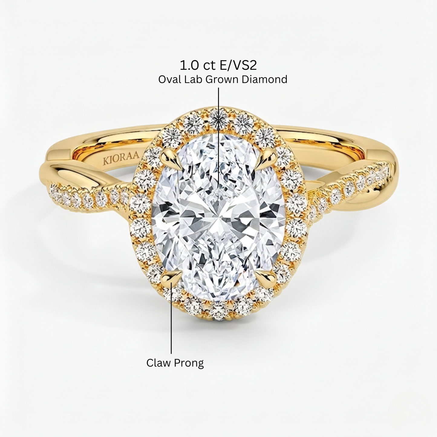 Classic Twist Oval Diamond Halo Engagement Ring