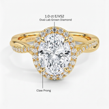 Classic Twist Oval Diamond Halo Engagement Ring, thumbnail 13