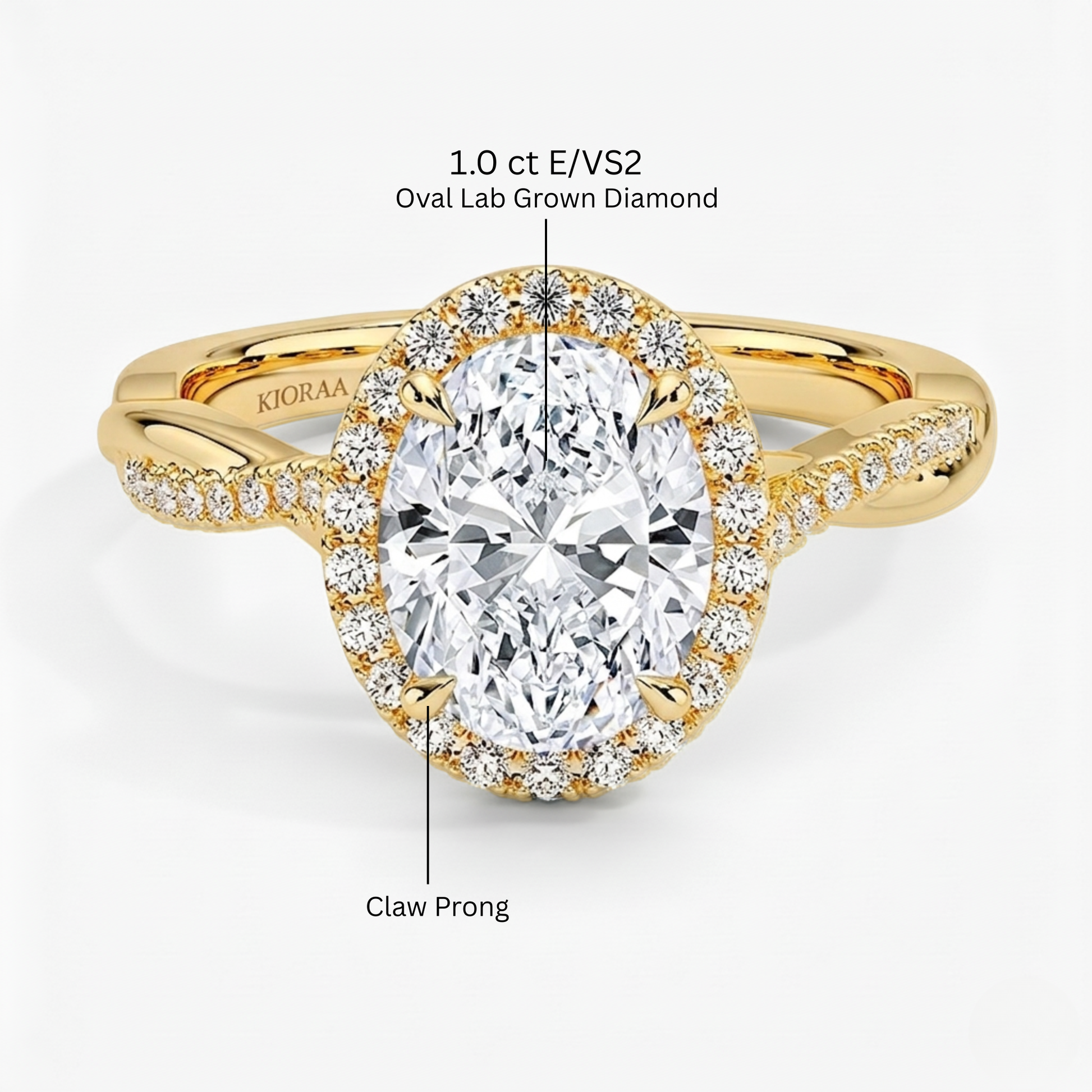 Classic Twist Oval Diamond Halo Engagement Ring
