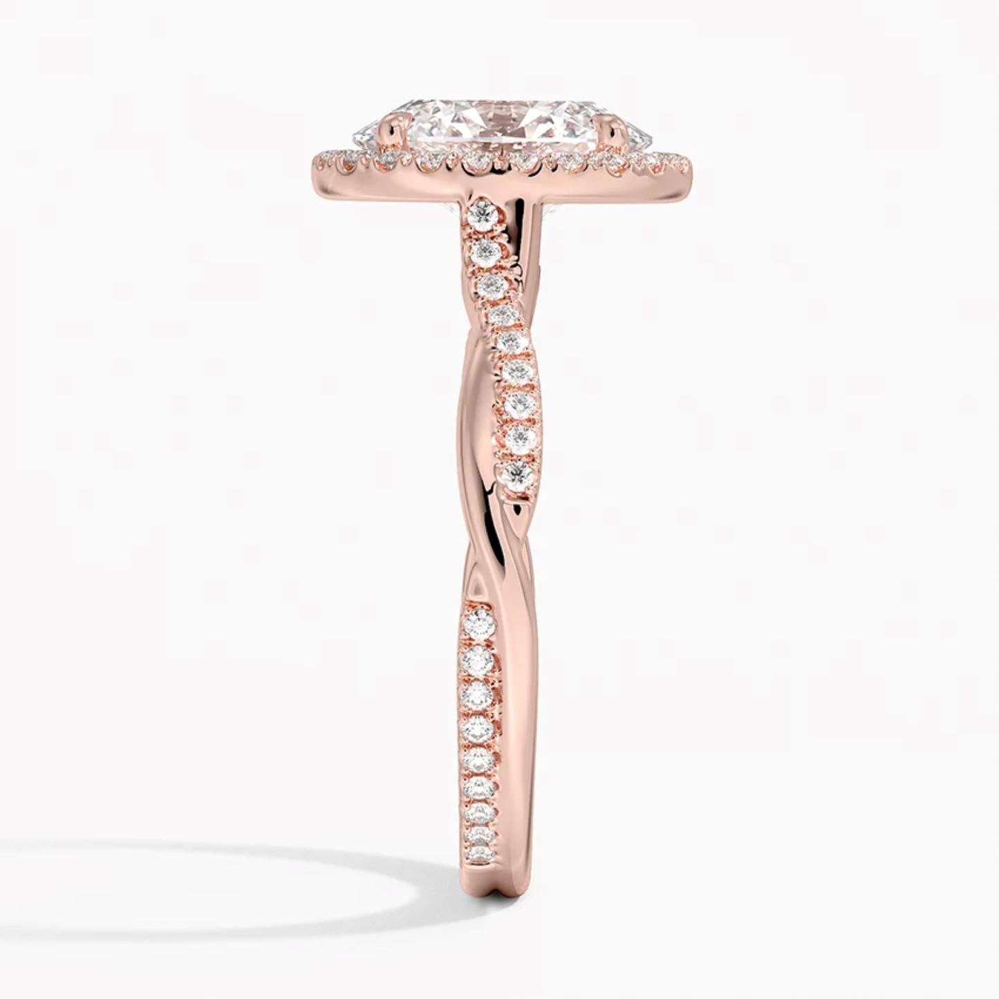 Classic Twist Oval Diamond Halo Engagement Ring