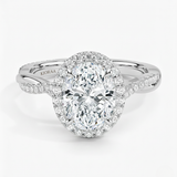 Classic Twist Oval Diamond Halo Engagement Ring, thumbnail 7