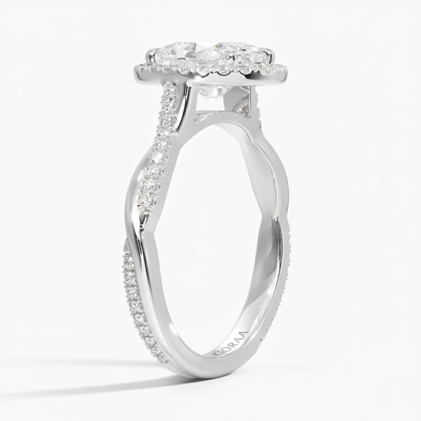 Classic Twist Oval Diamond Halo Engagement Ring