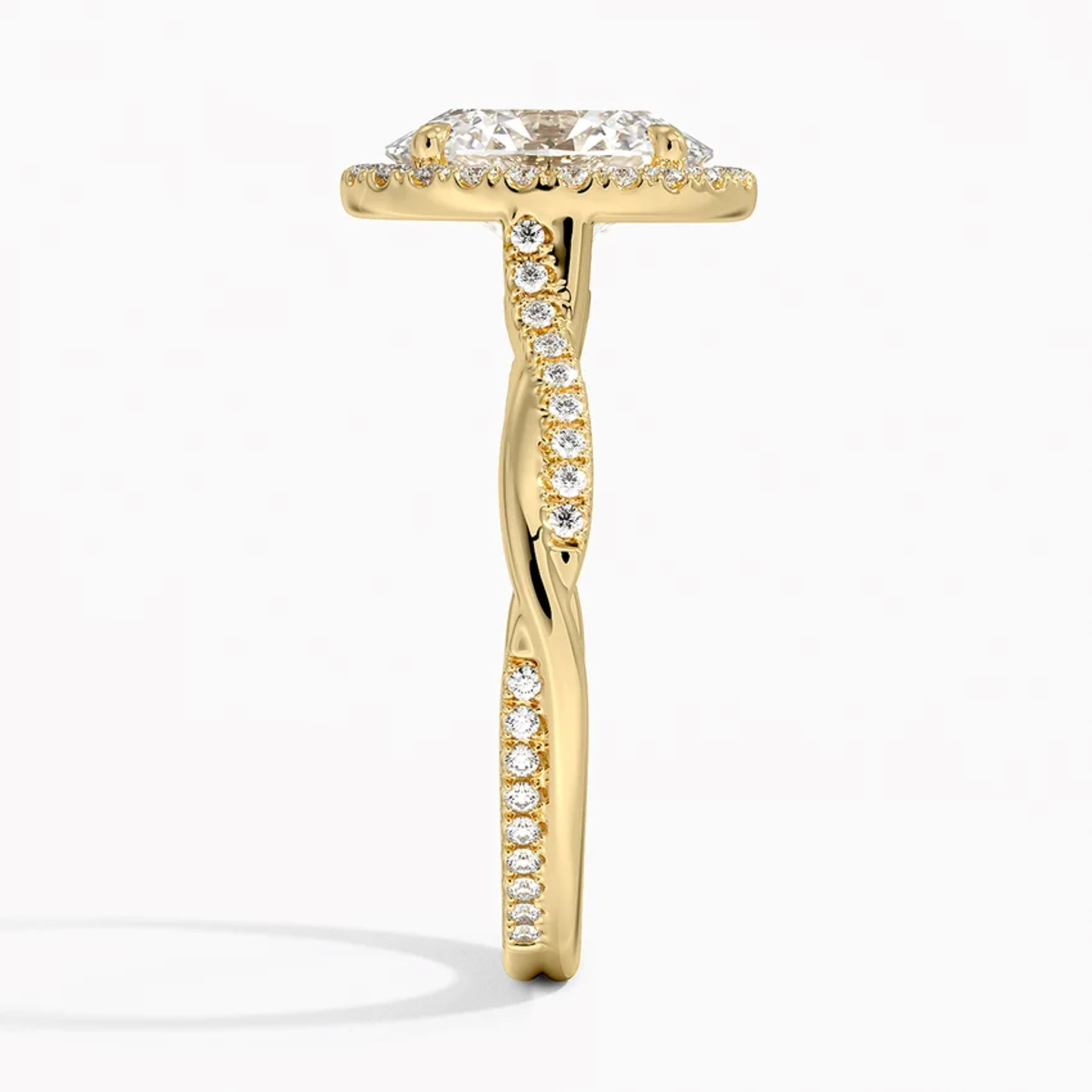 Classic Twist Oval Diamond Halo Engagement Ring