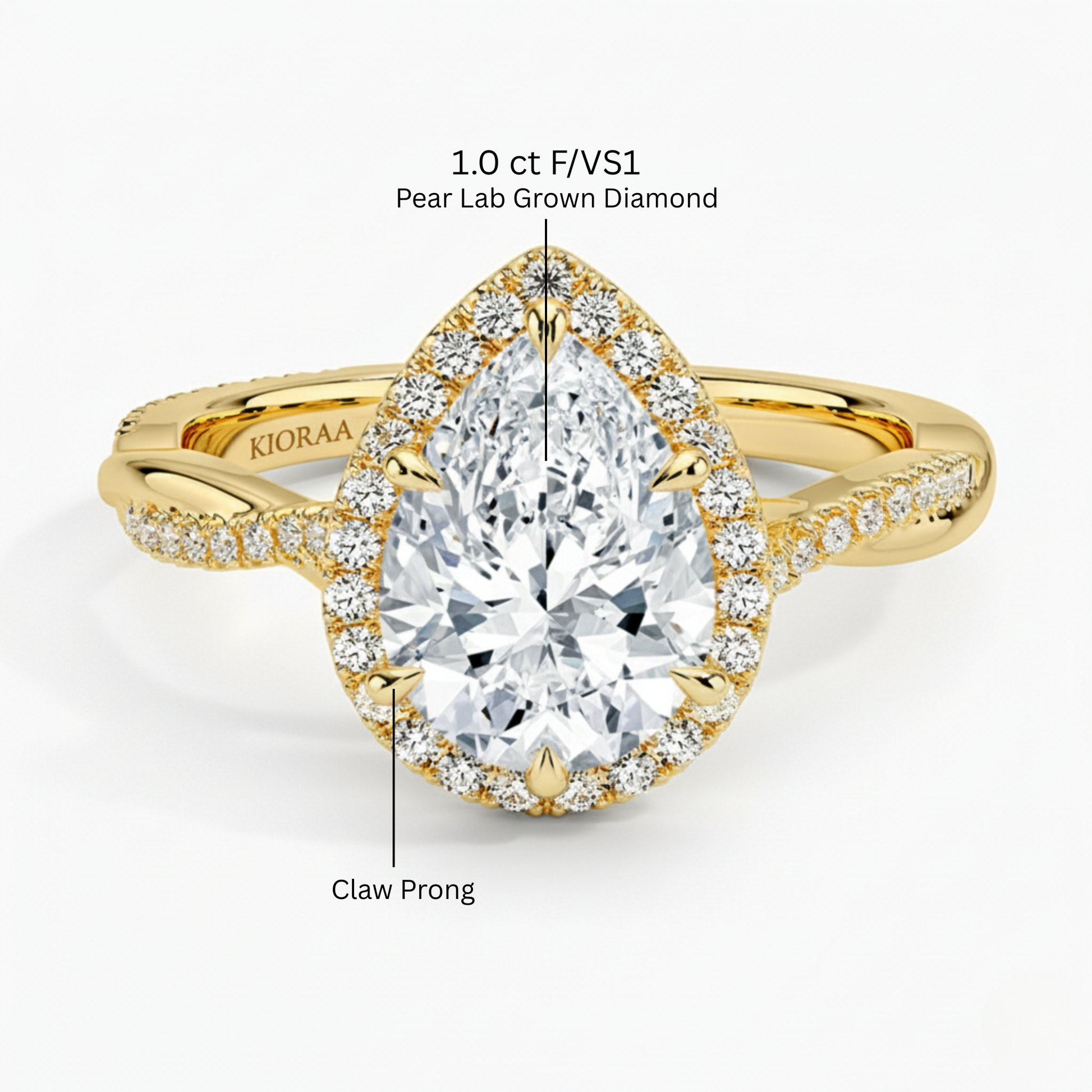 Classic Twist Pear Diamond Halo Engagement Ring