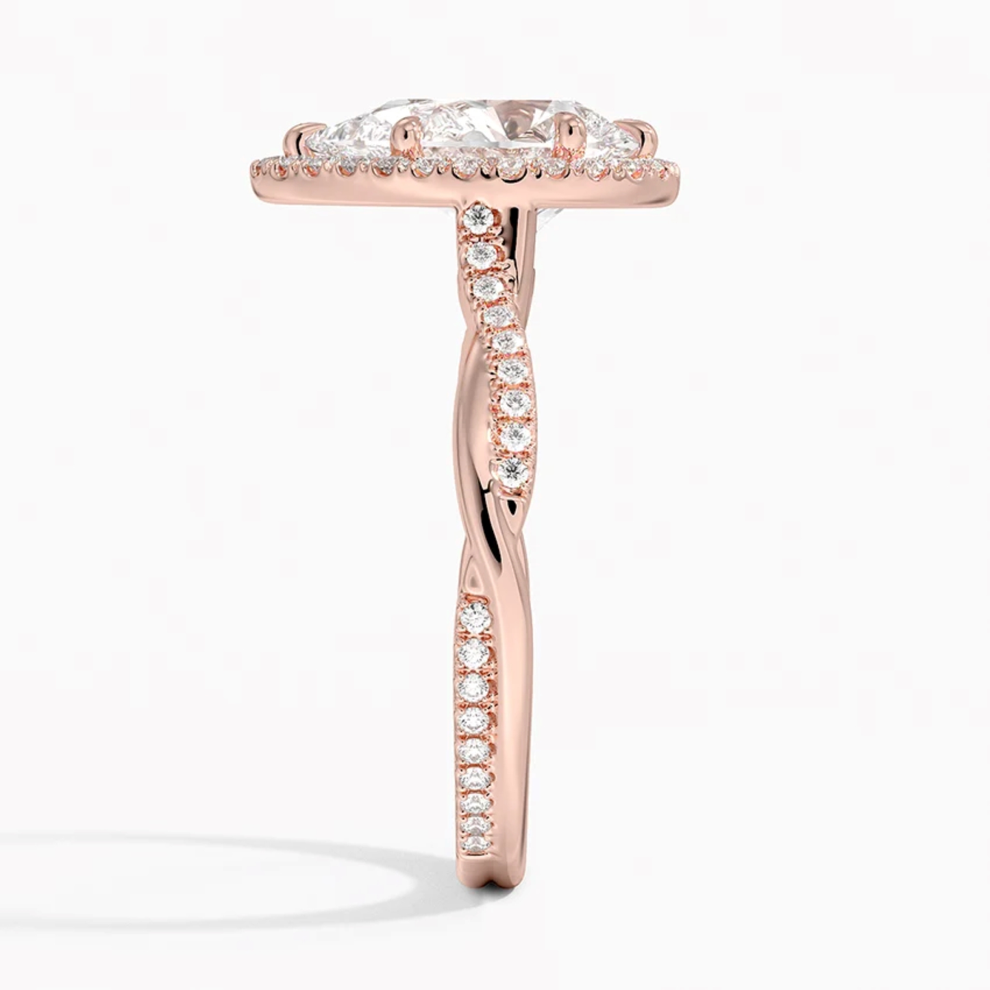 Classic Twist Pear Diamond Halo Engagement Ring