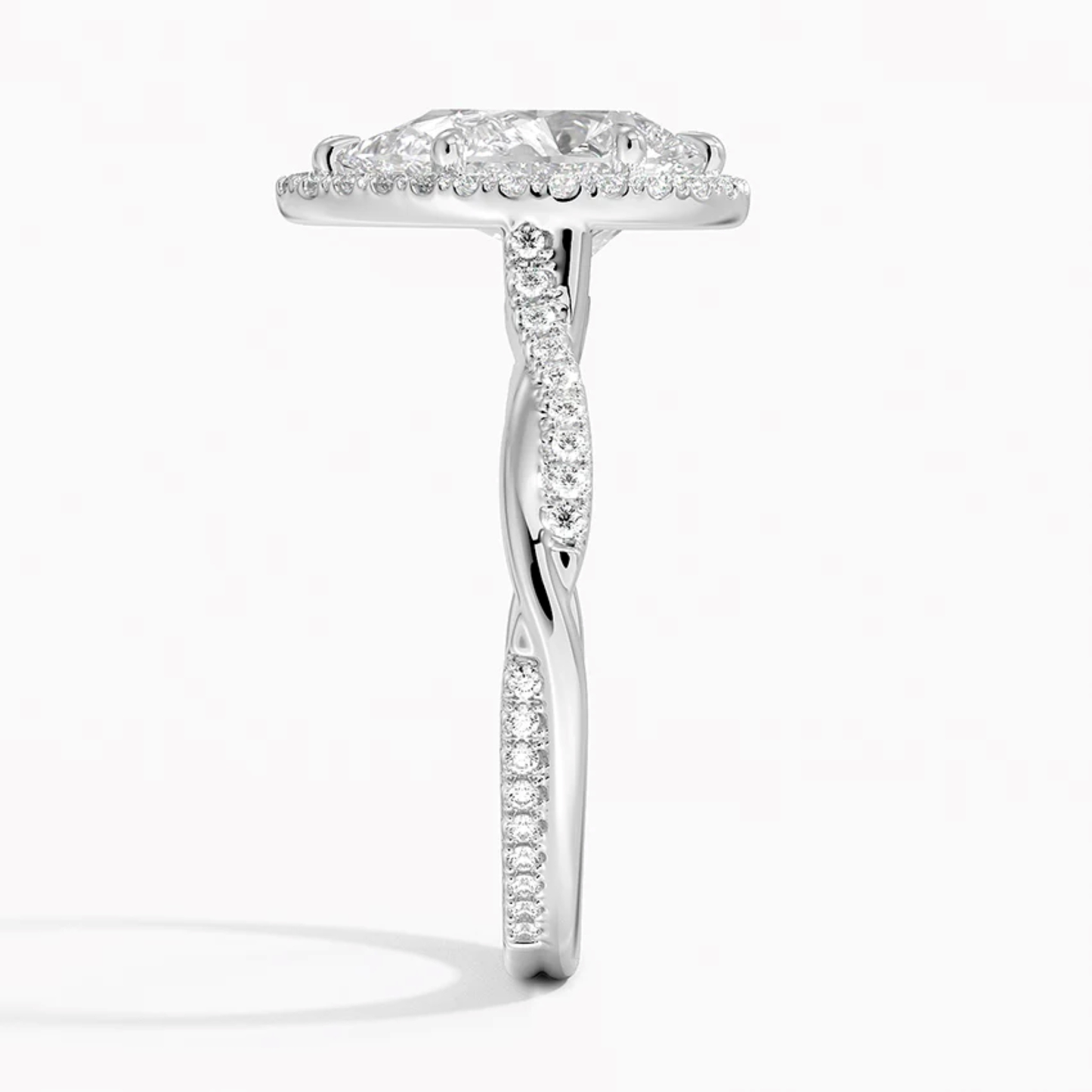 Classic Twist Pear Diamond Halo Engagement Ring