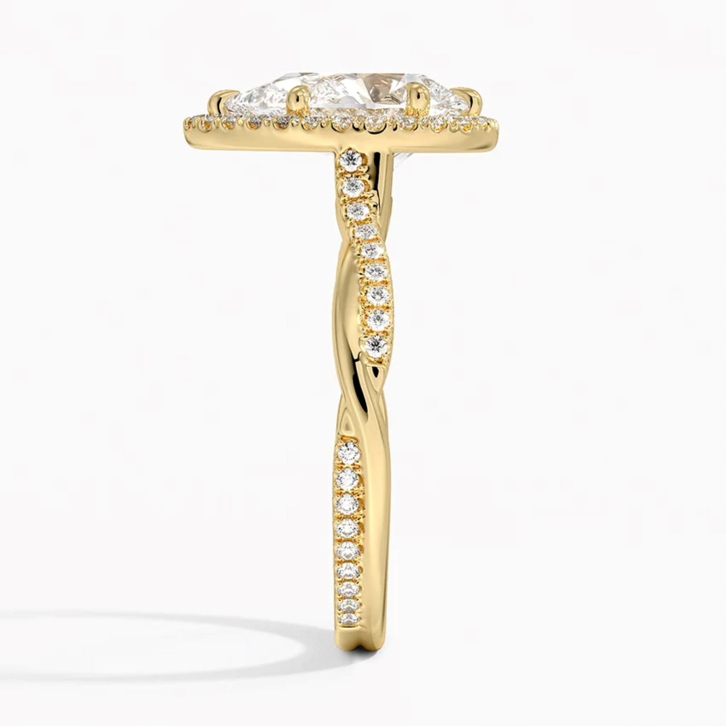 Classic Twist Pear Diamond Halo Engagement Ring