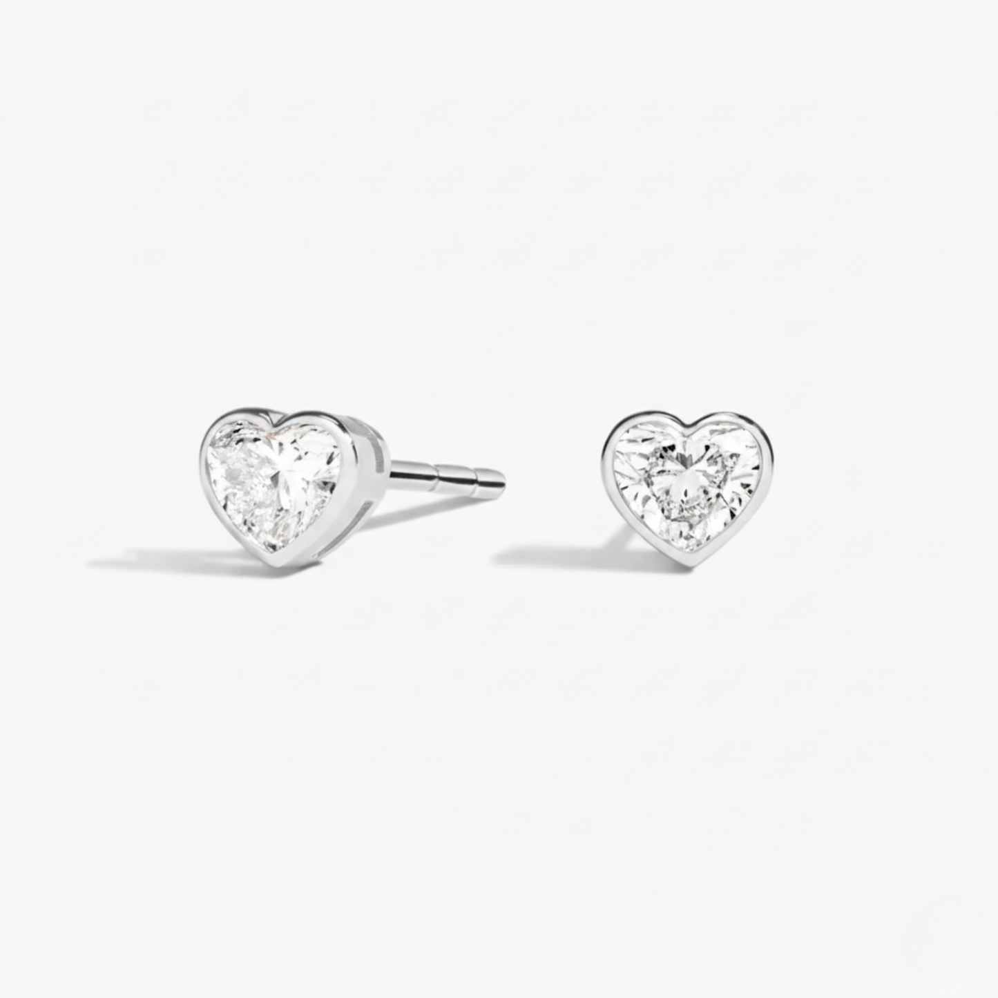 Heart Diamond Bezel Set Studs