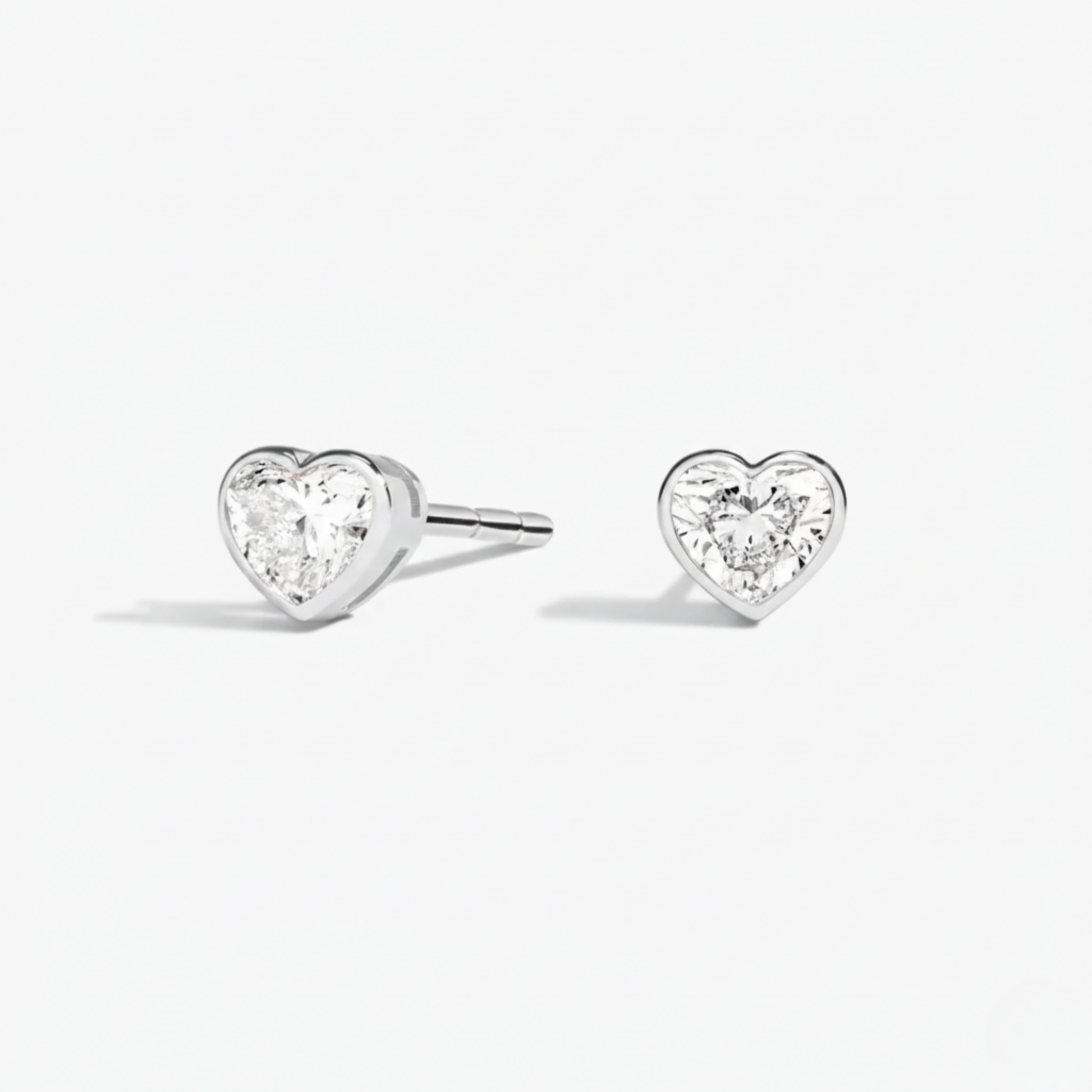 Heart Diamond Bezel Set Studs
