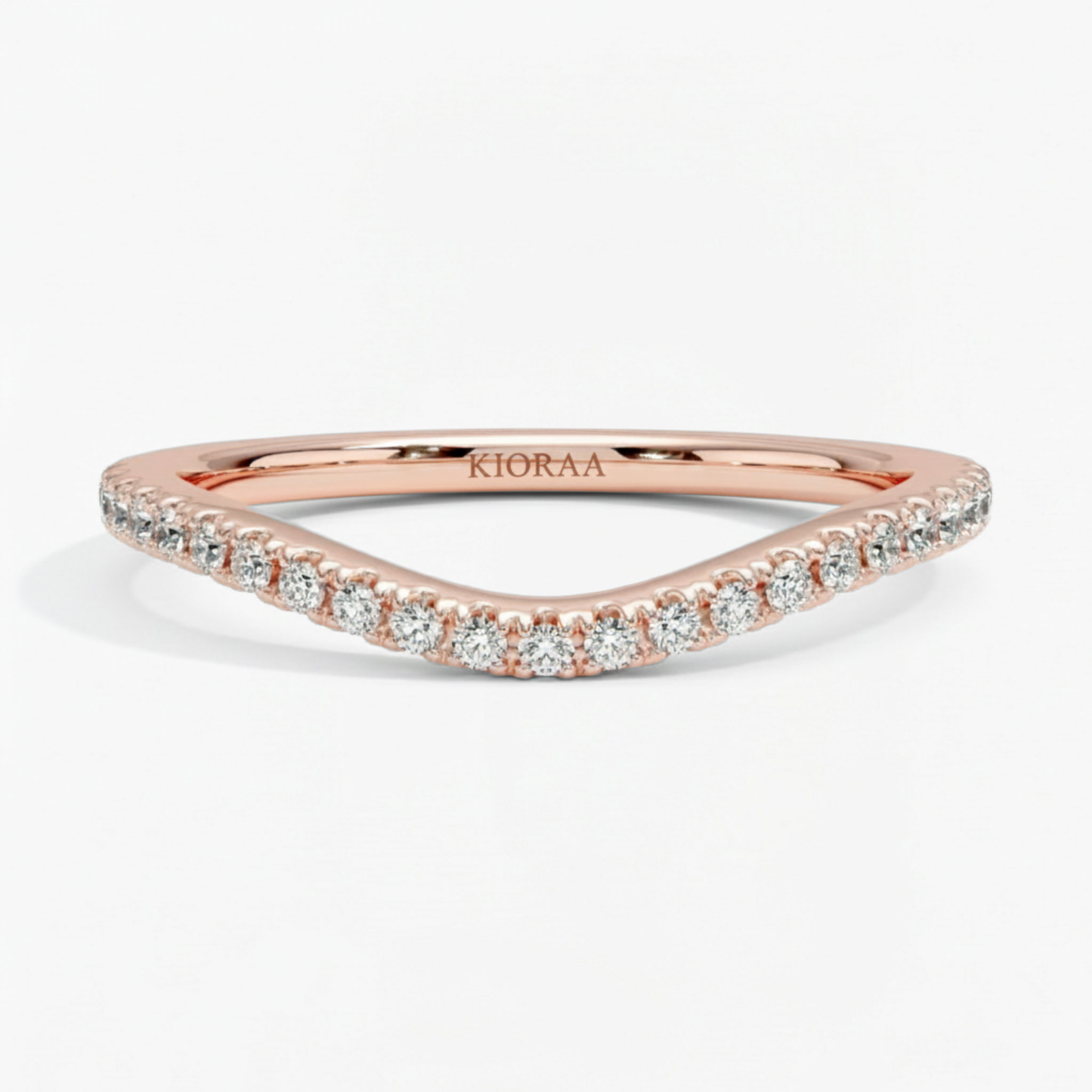 Round Shape Three Stone Diamond Ring with Half Coverage Eternity Wedding Band