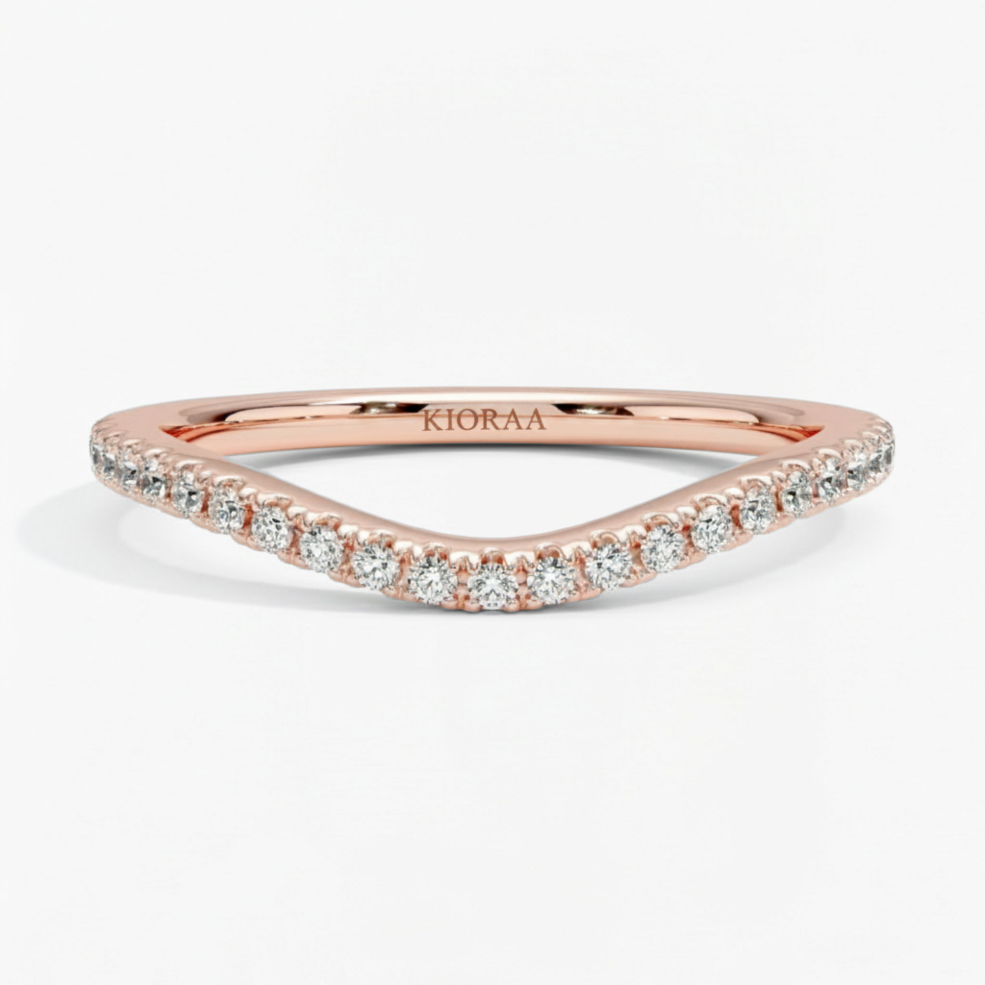 Round Shape Three Stone Diamond Ring with Half Coverage Eternity Wedding Band