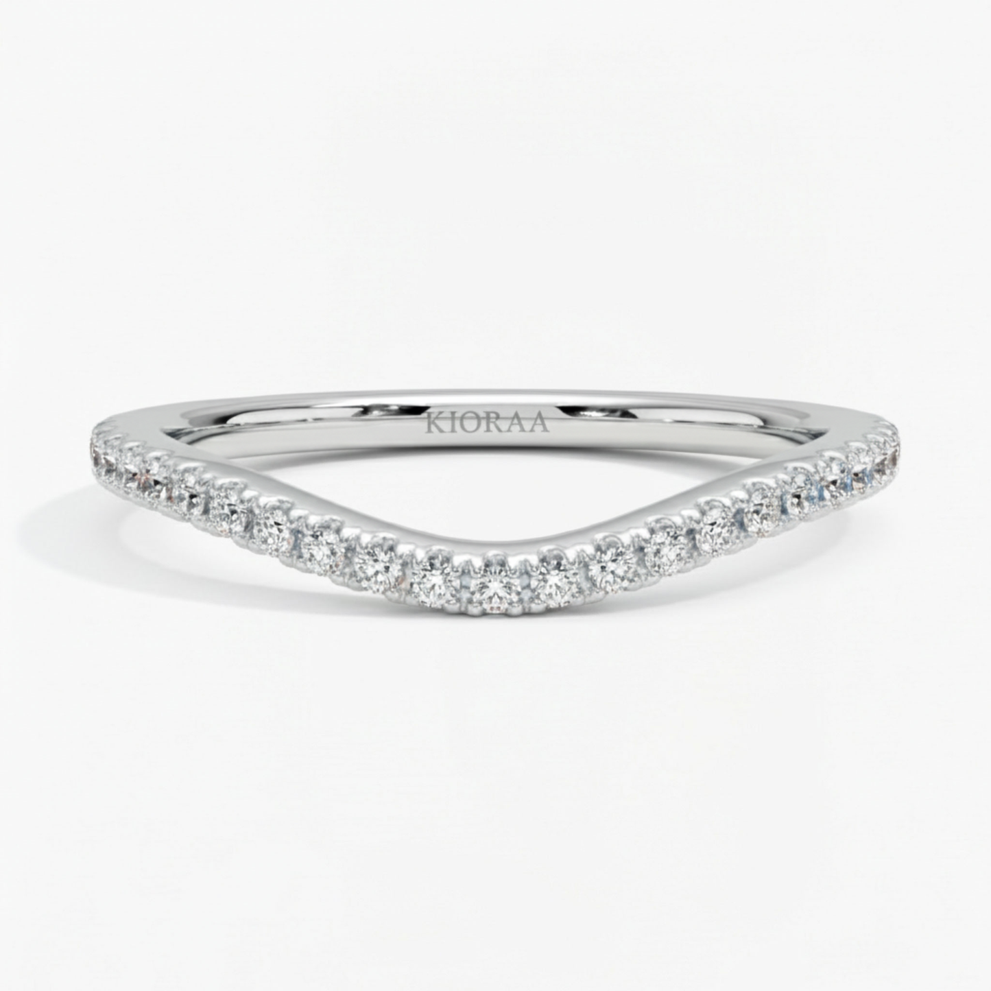 Round Shape Three Stone Diamond Ring with Half Coverage Eternity Wedding Band
